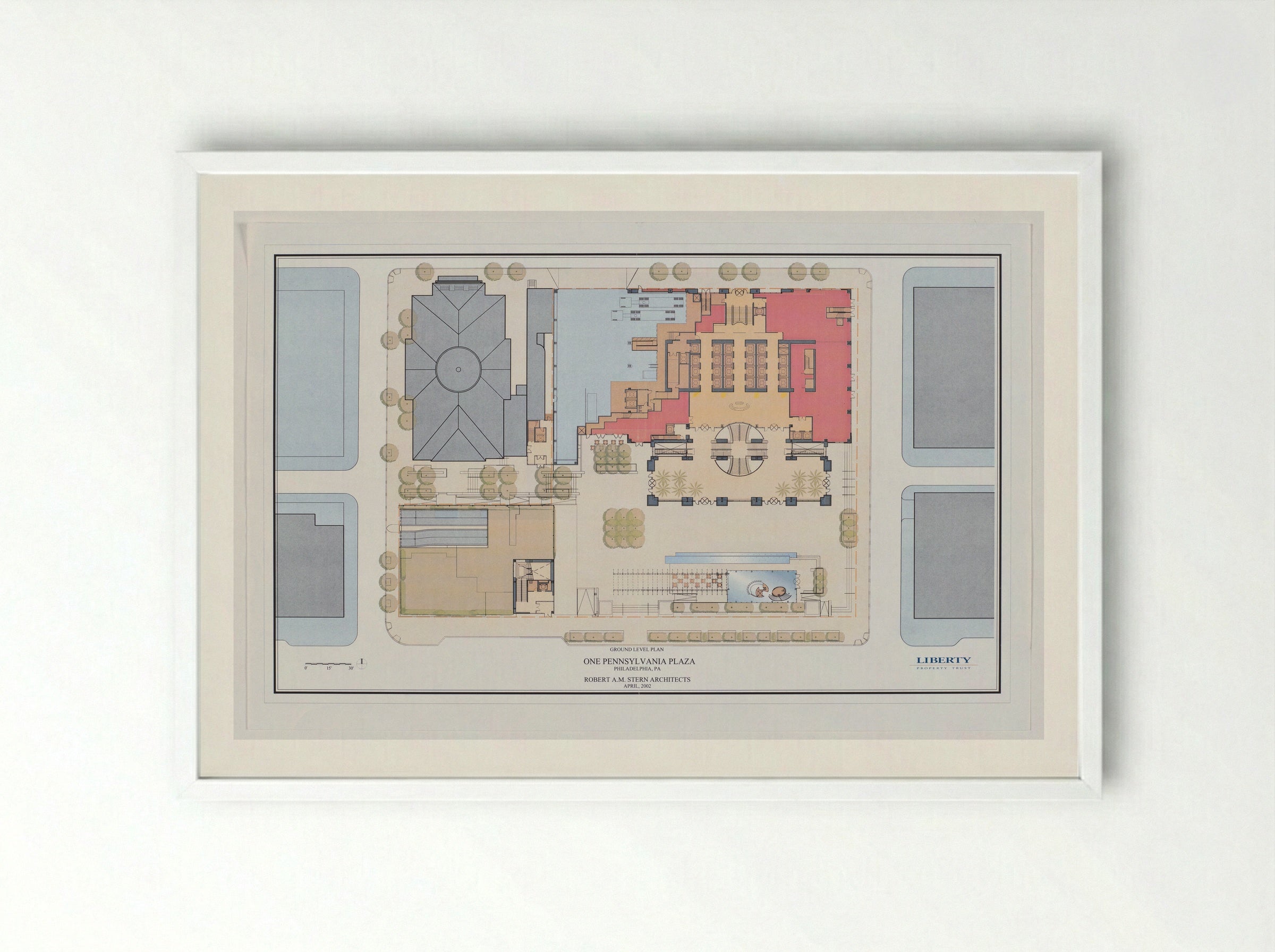 Comcast Center Proposal (Architectural Diagram 2) - Edna Andrade - Framed Print White