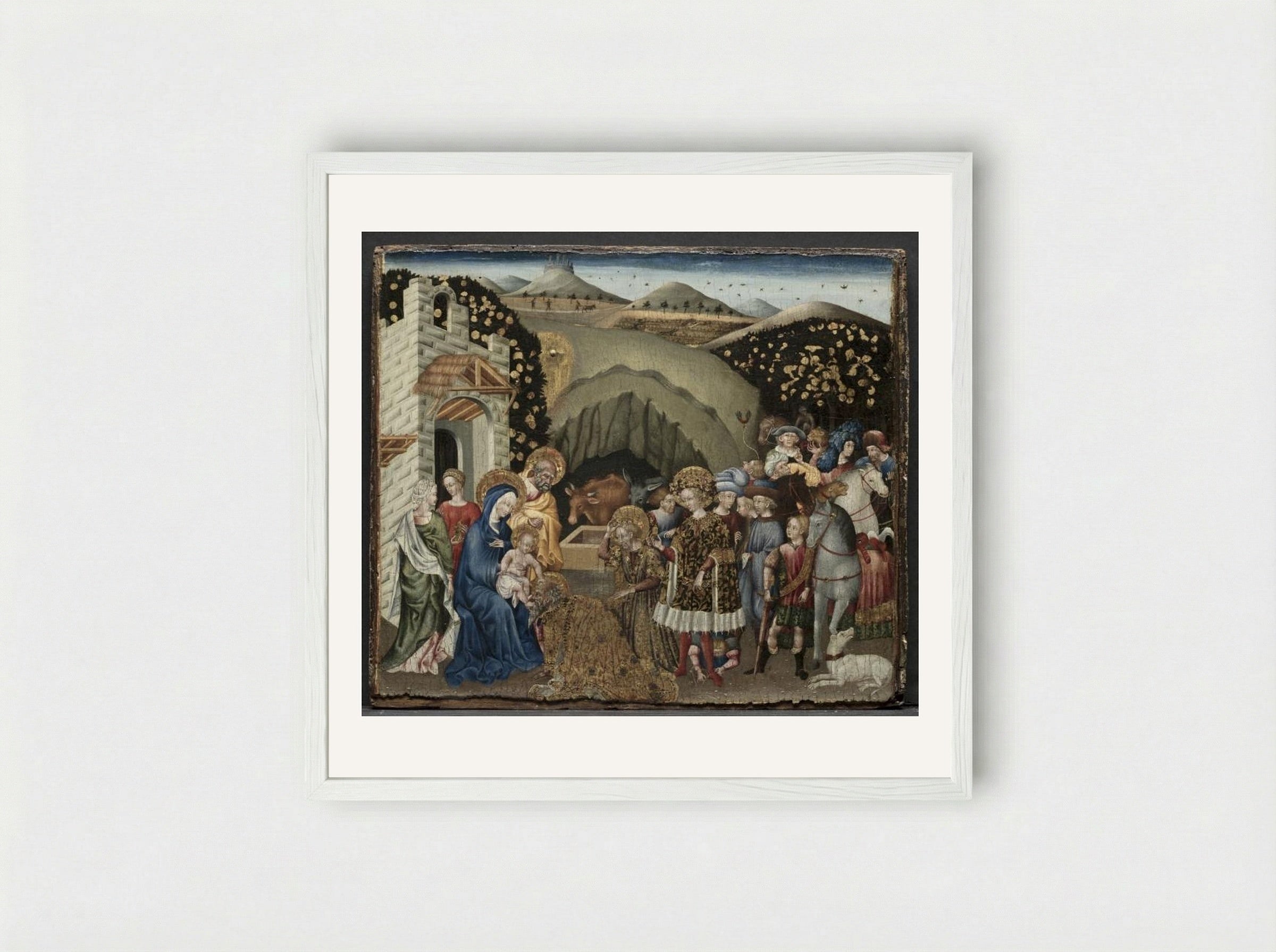 The Adoration of the Magi - Giovanni di Paolo - Framed Print White