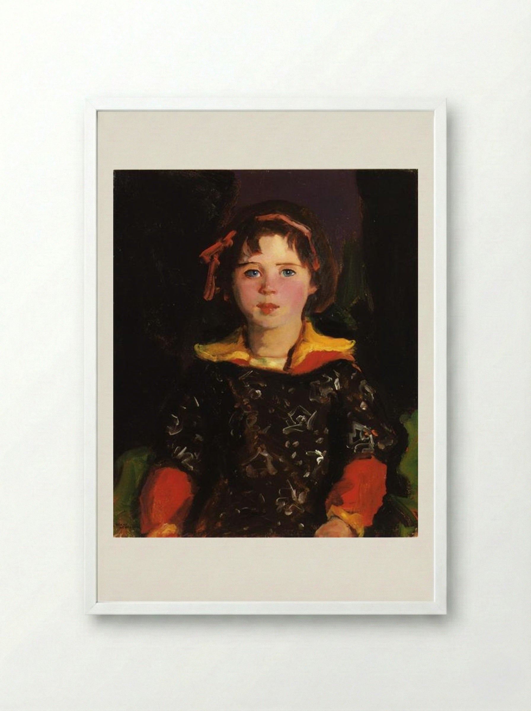 Bridgie (Girl with Chinese Dress) - Robert Henri - Framed Print White