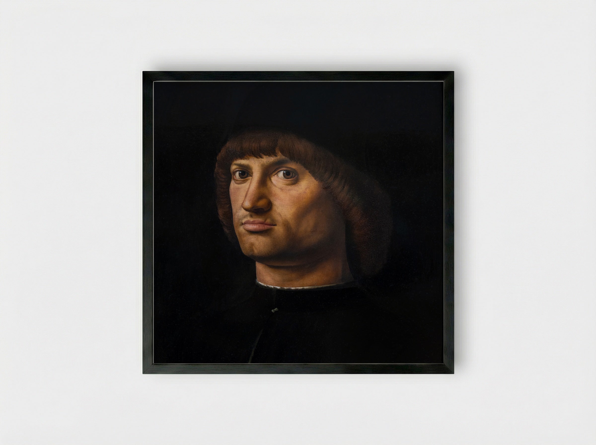 Portrait of a Man (Trivulzio portrait) - Antonello da Messina - Framed Print Black