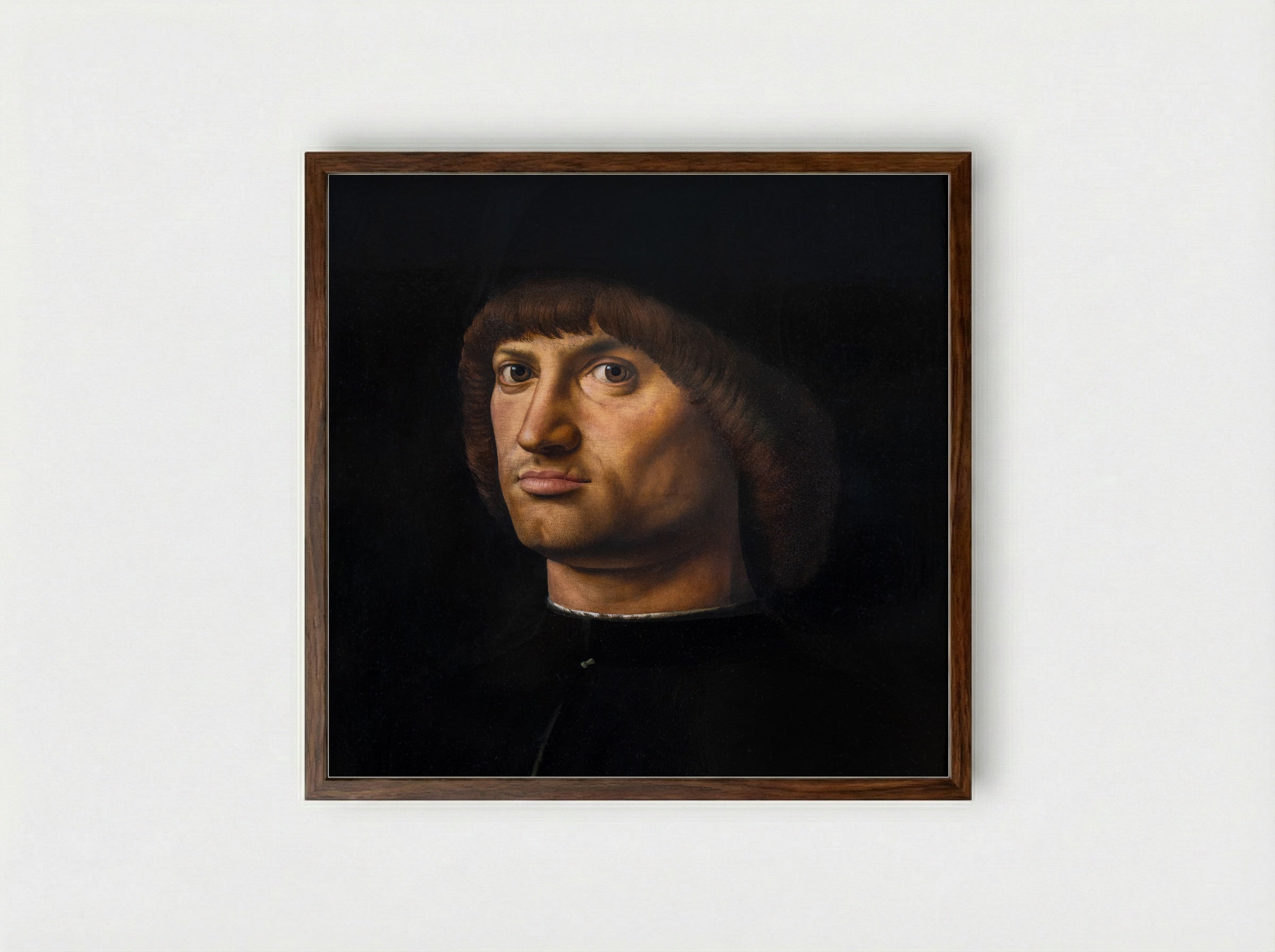 Portrait of a Man (Trivulzio portrait) - Antonello da Messina - Framed Print Dark Wood