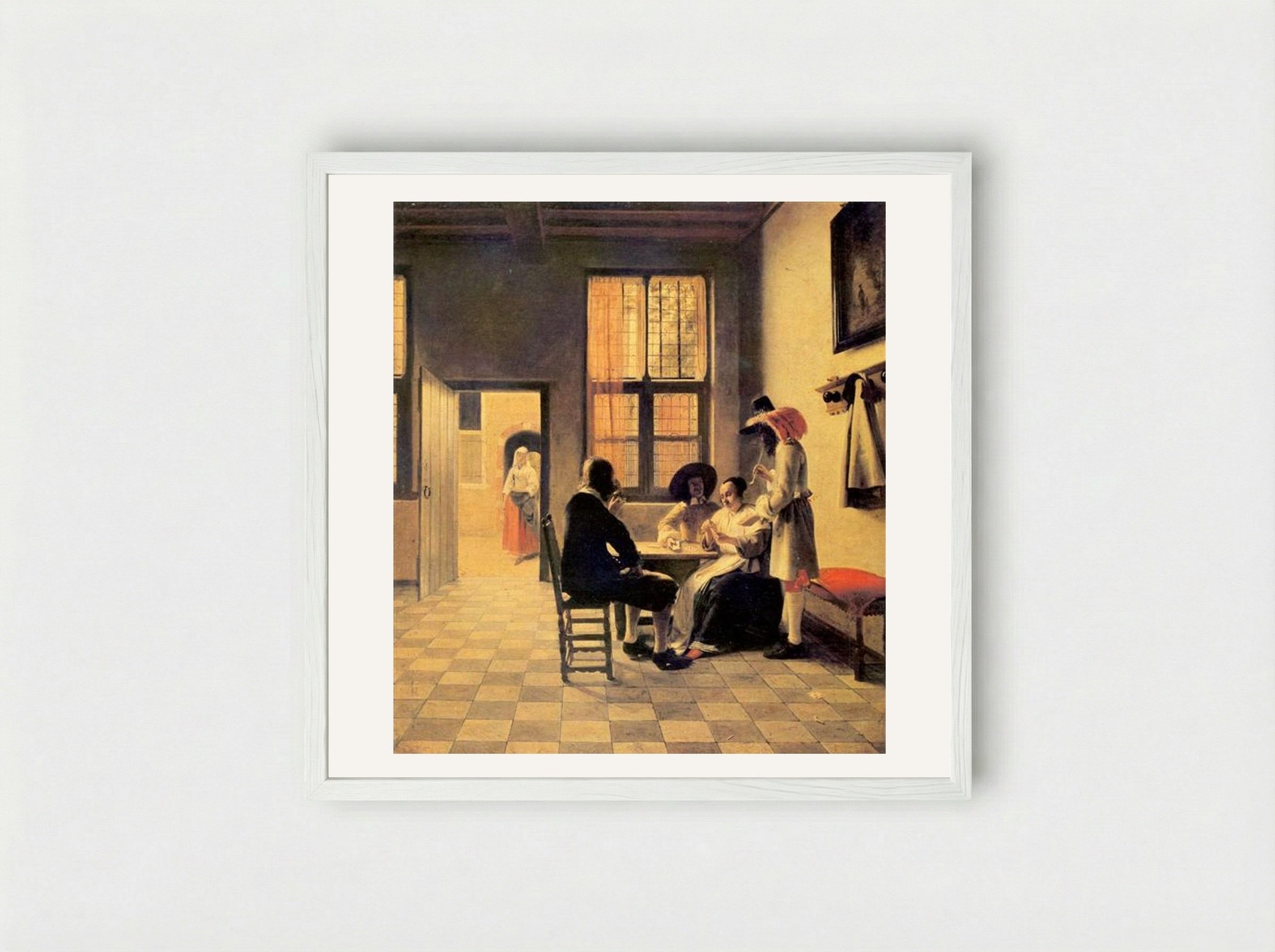 Cardplayers - Pieter de Hooch - Framed Print White
