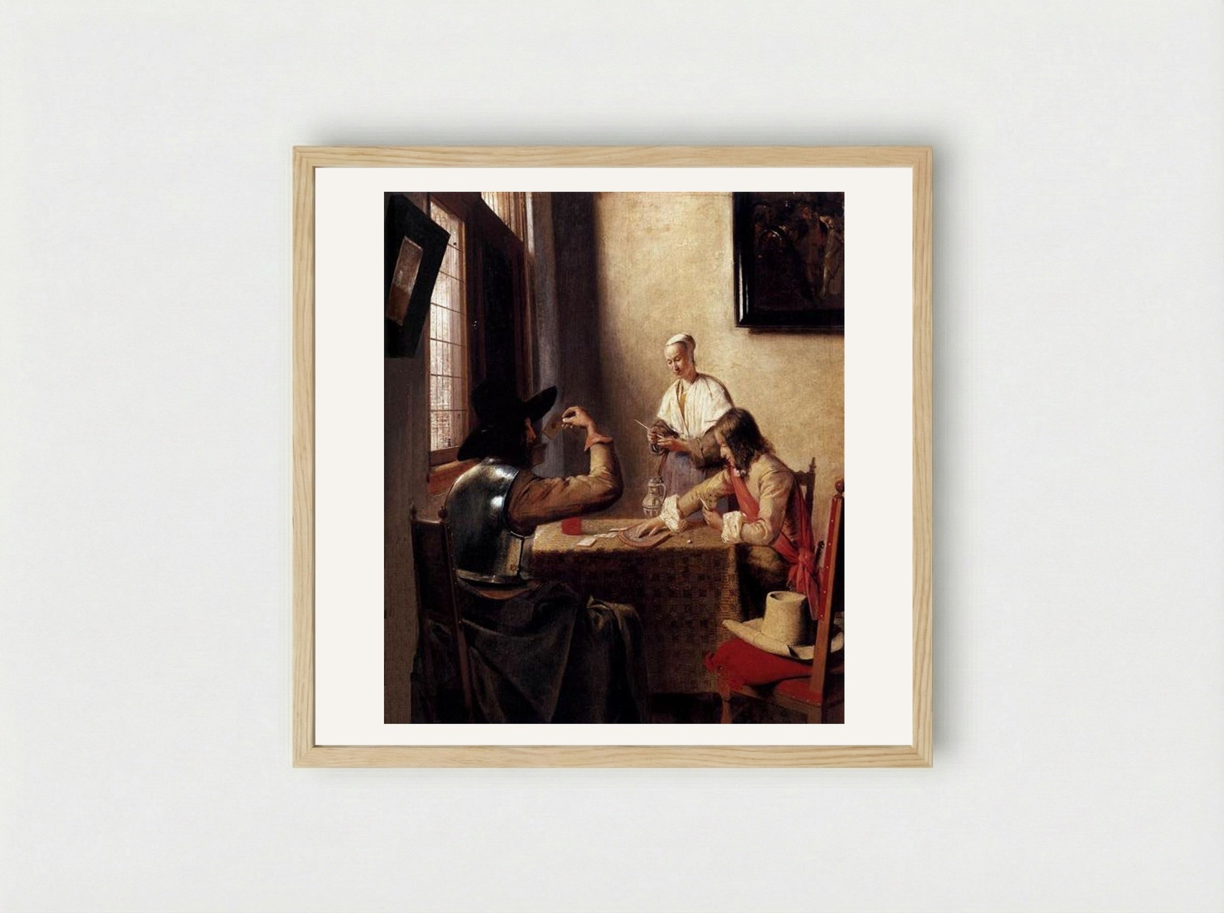 Soldiers Playing Cards - Pieter de Hooch - Framed Print Wood