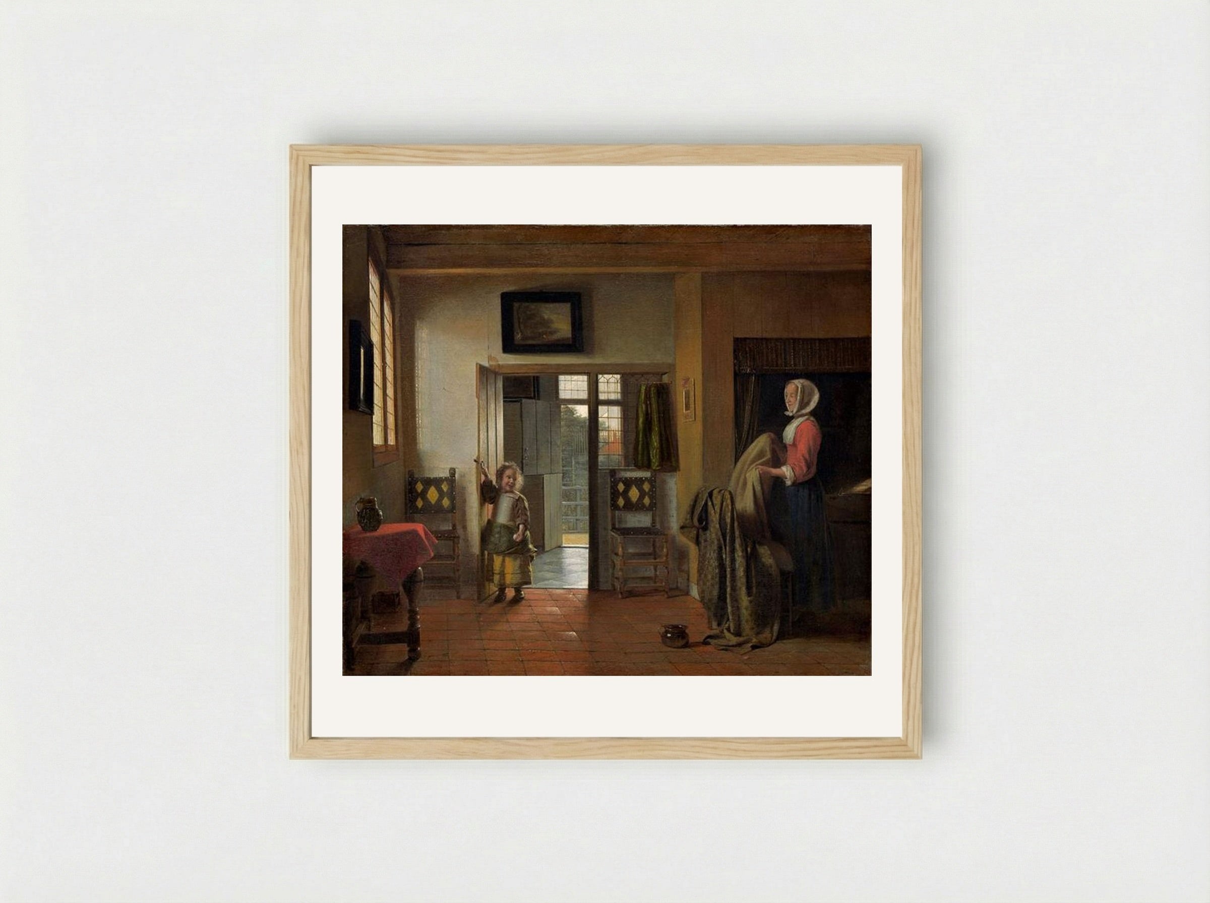 The Bedroom - Pieter de Hooch - Framed Print Wood