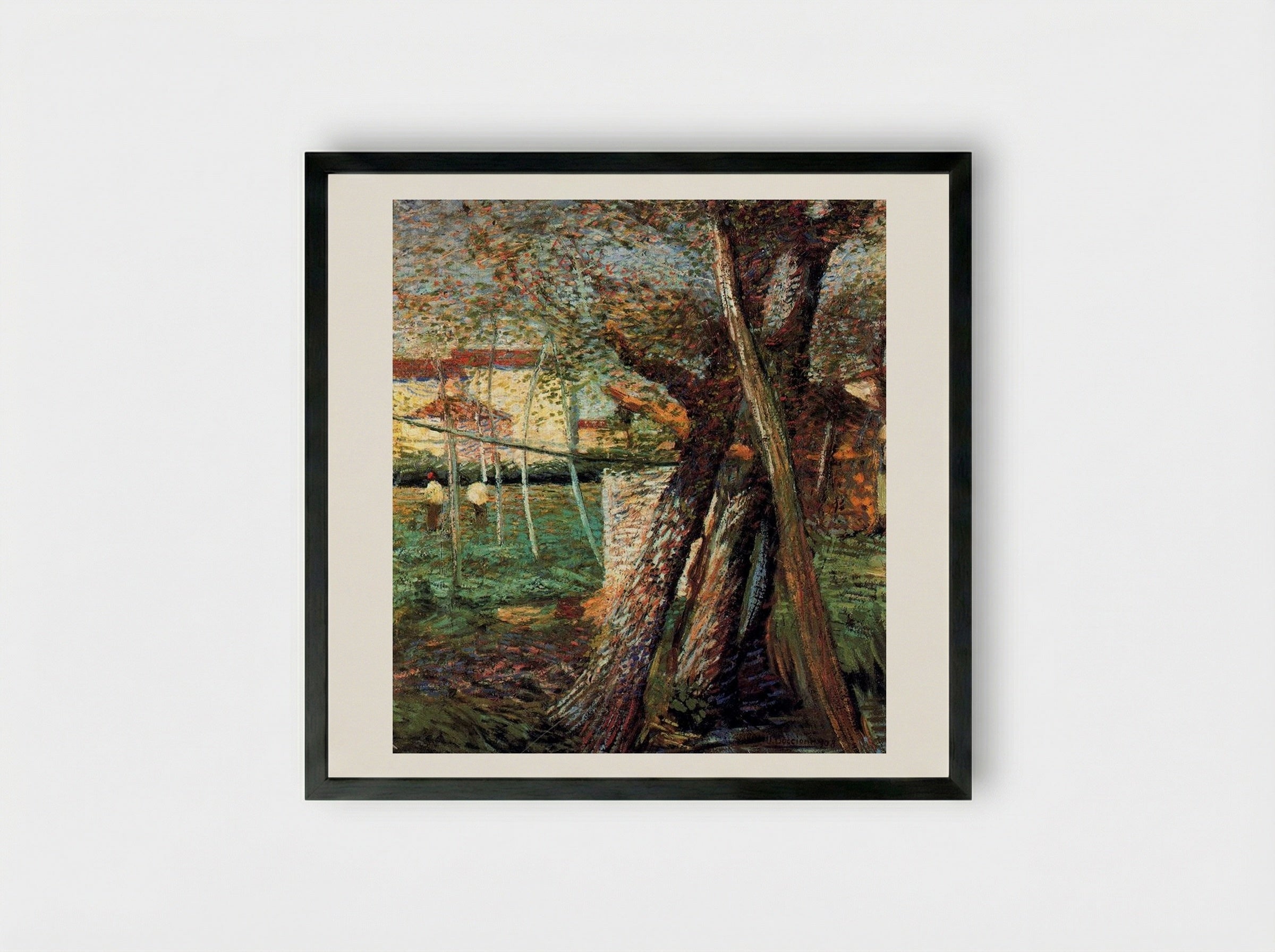Countryside with Trees - Umberto Boccioni - Framed Print Black