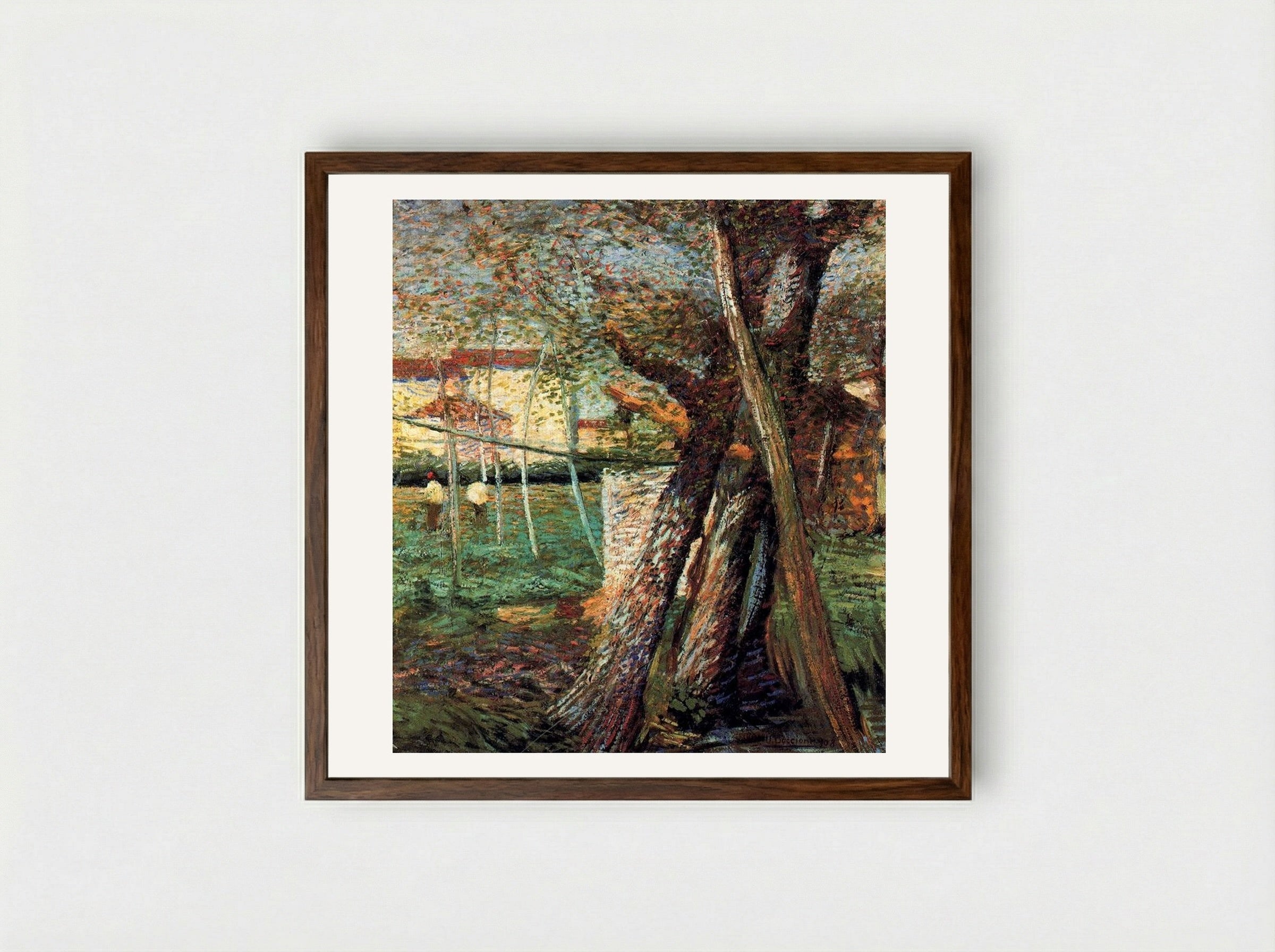 Countryside with Trees - Umberto Boccioni - Framed Print Dark Wood