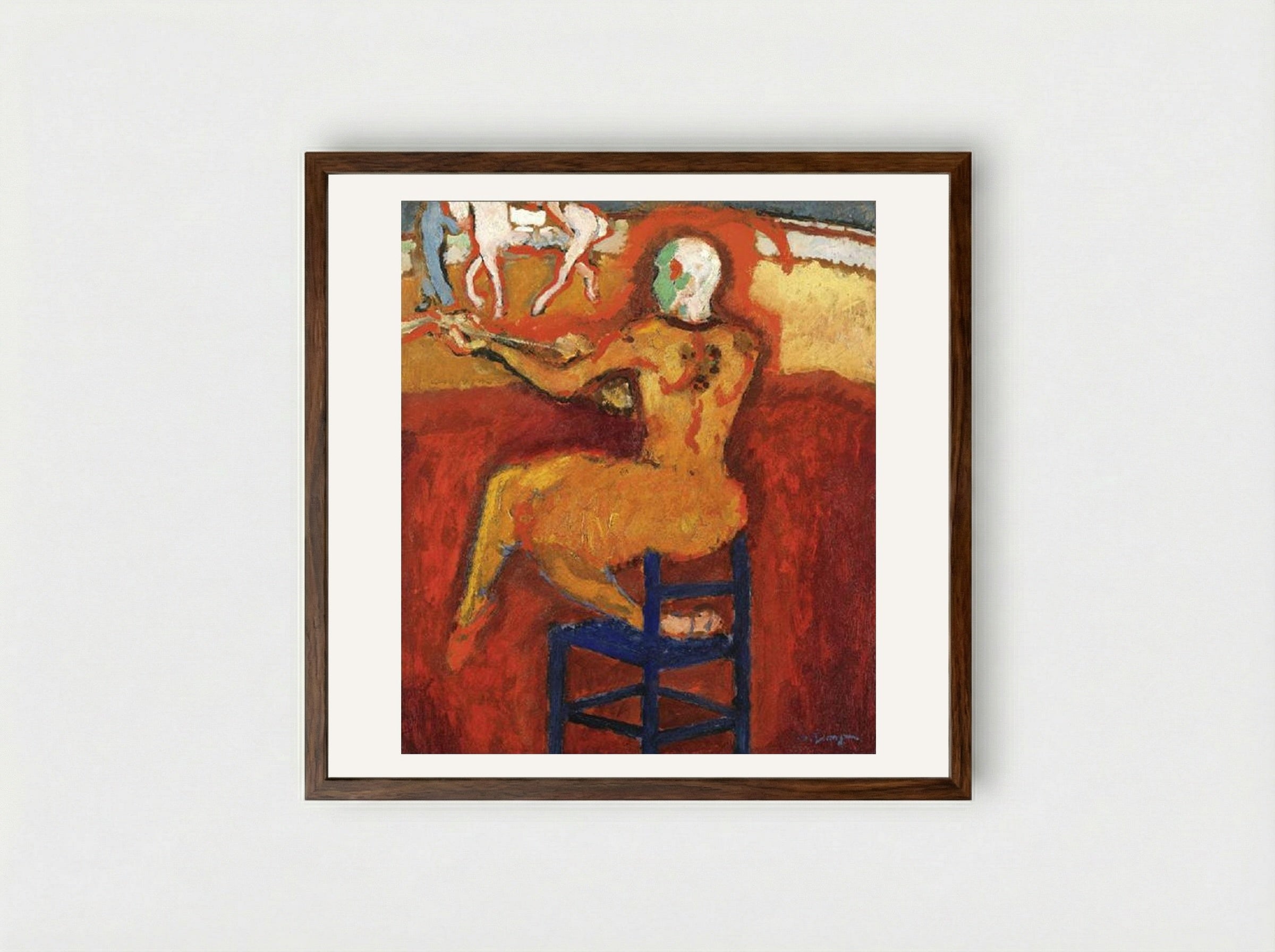 The Red Clown - Kees van Dongen - Framed Print Dark Wood