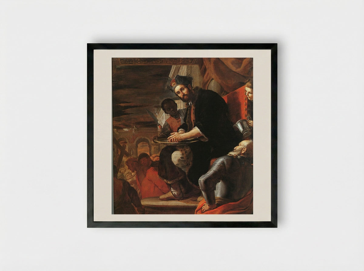 Pilate Washing His Hands - Mattia Preti - Framed Print Black