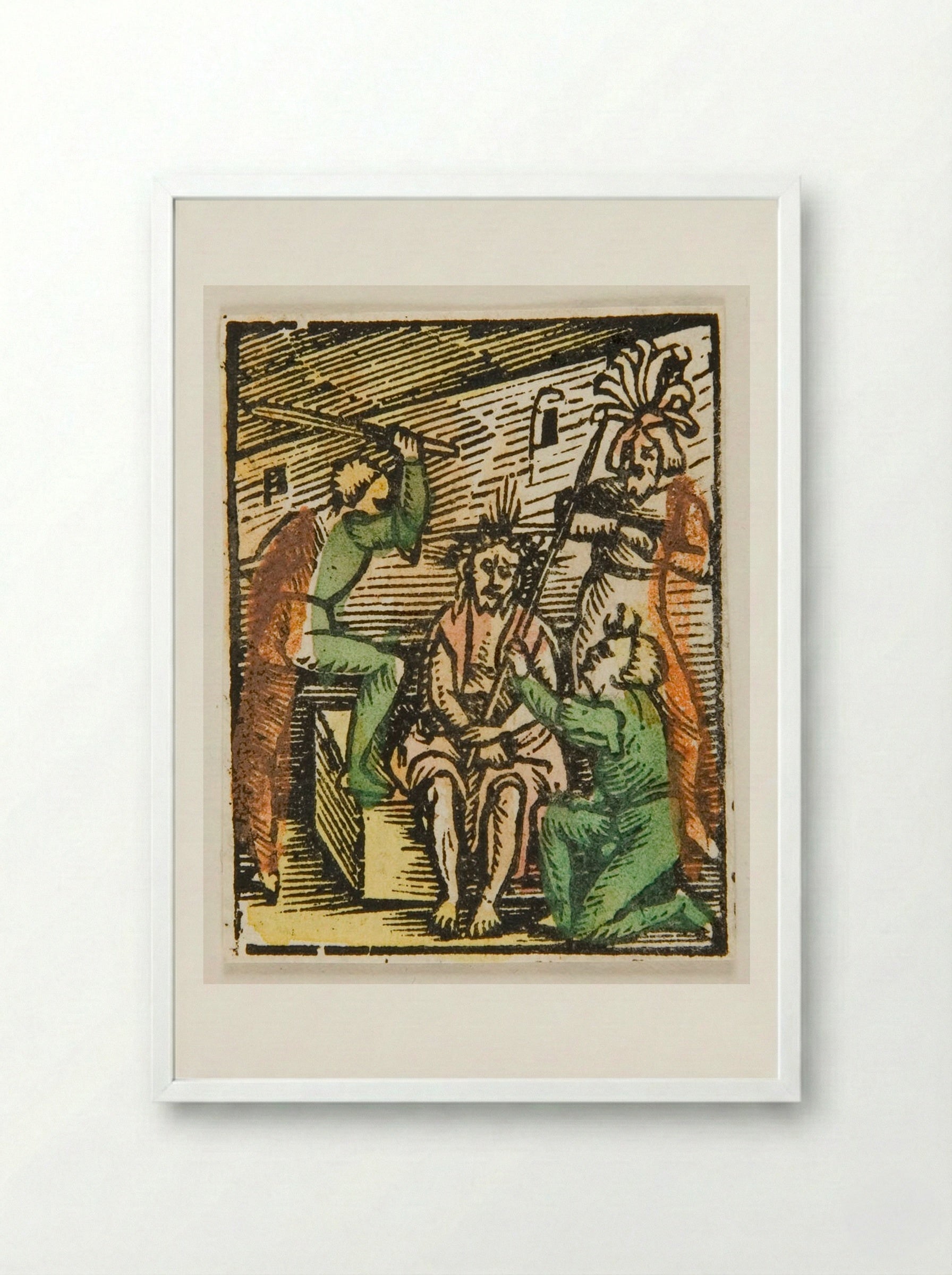 Mocking of Christ - Urs Graf - Framed Print White