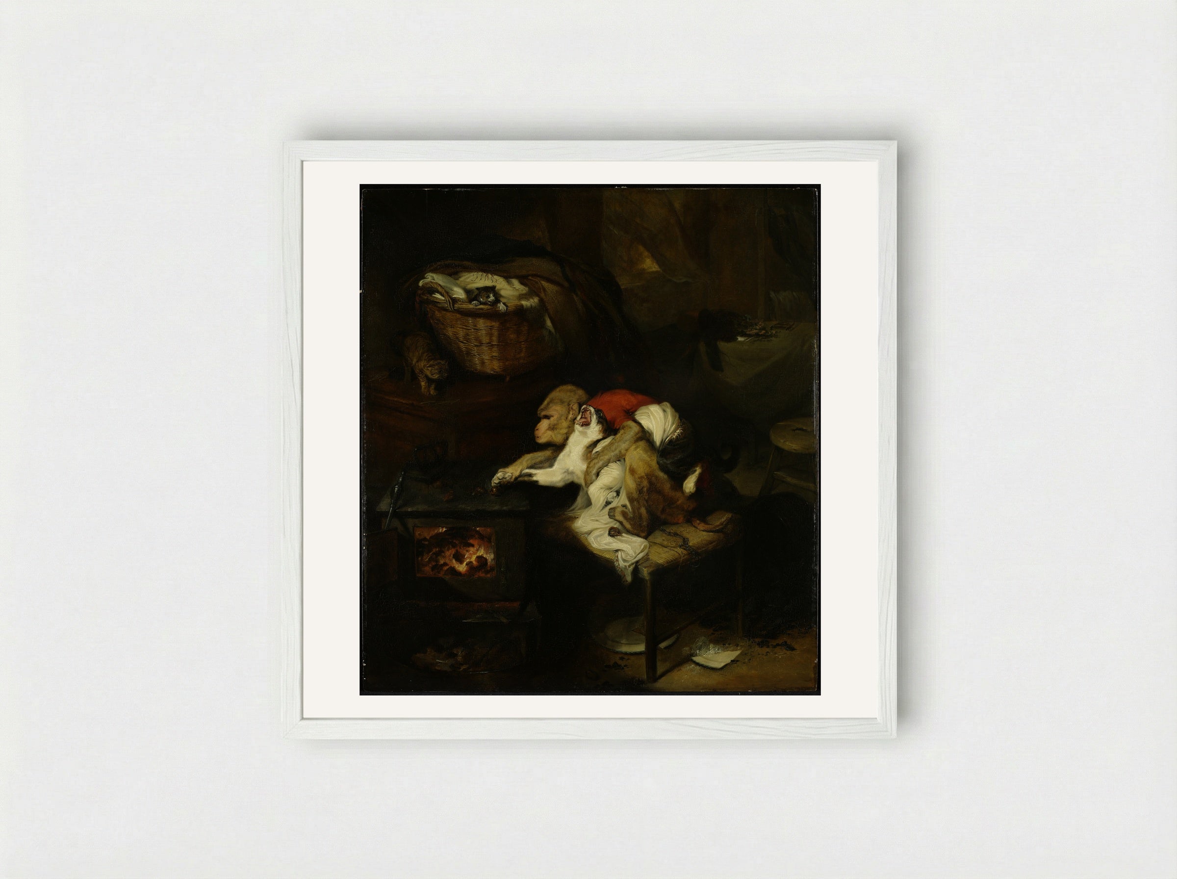 The Cat's Paw - Sir Edwin Henry Landseer - Framed Print White