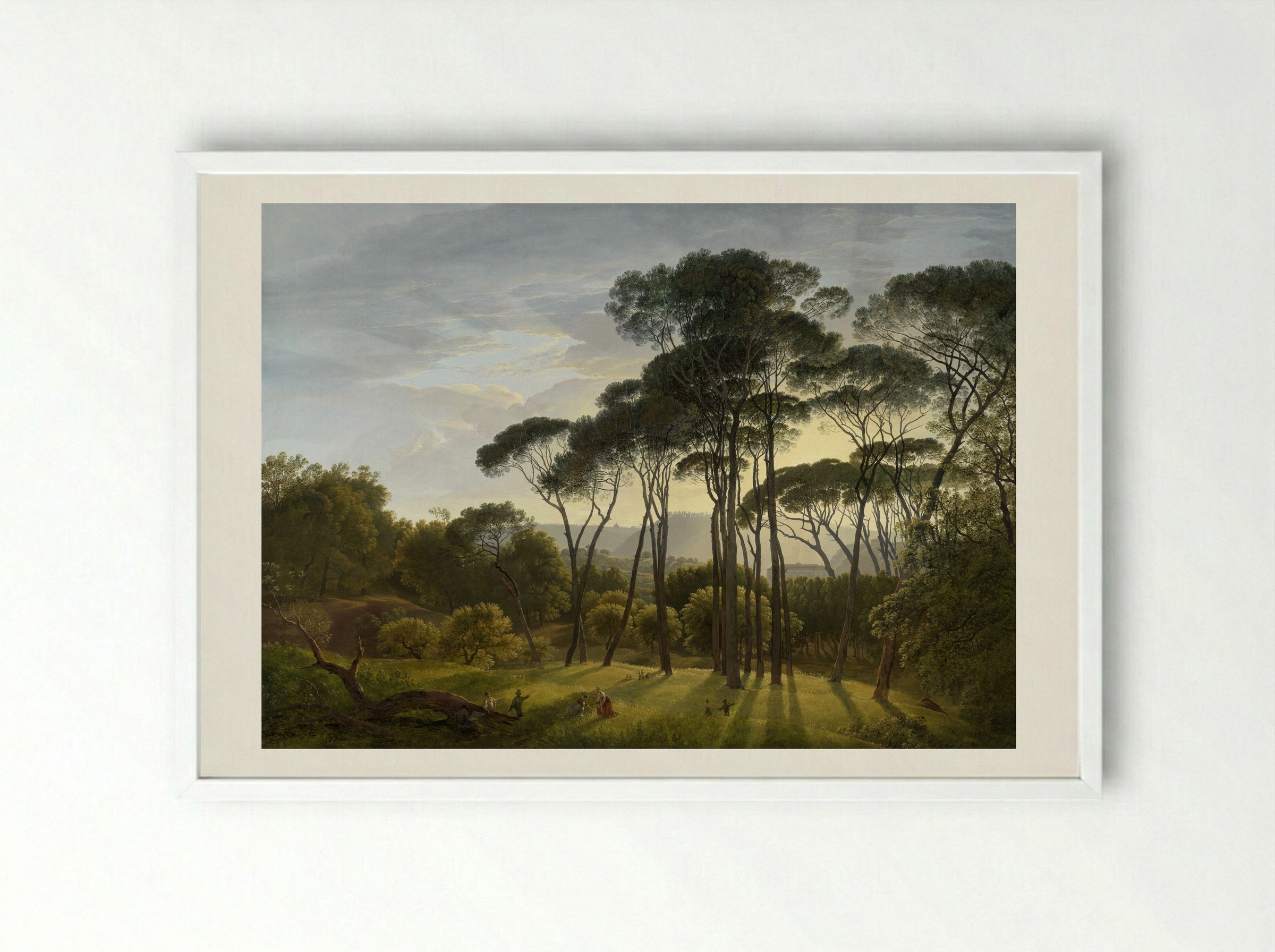 Italian Landscape with Umbrella Pines - Hendrik Voogd - Framed Print White