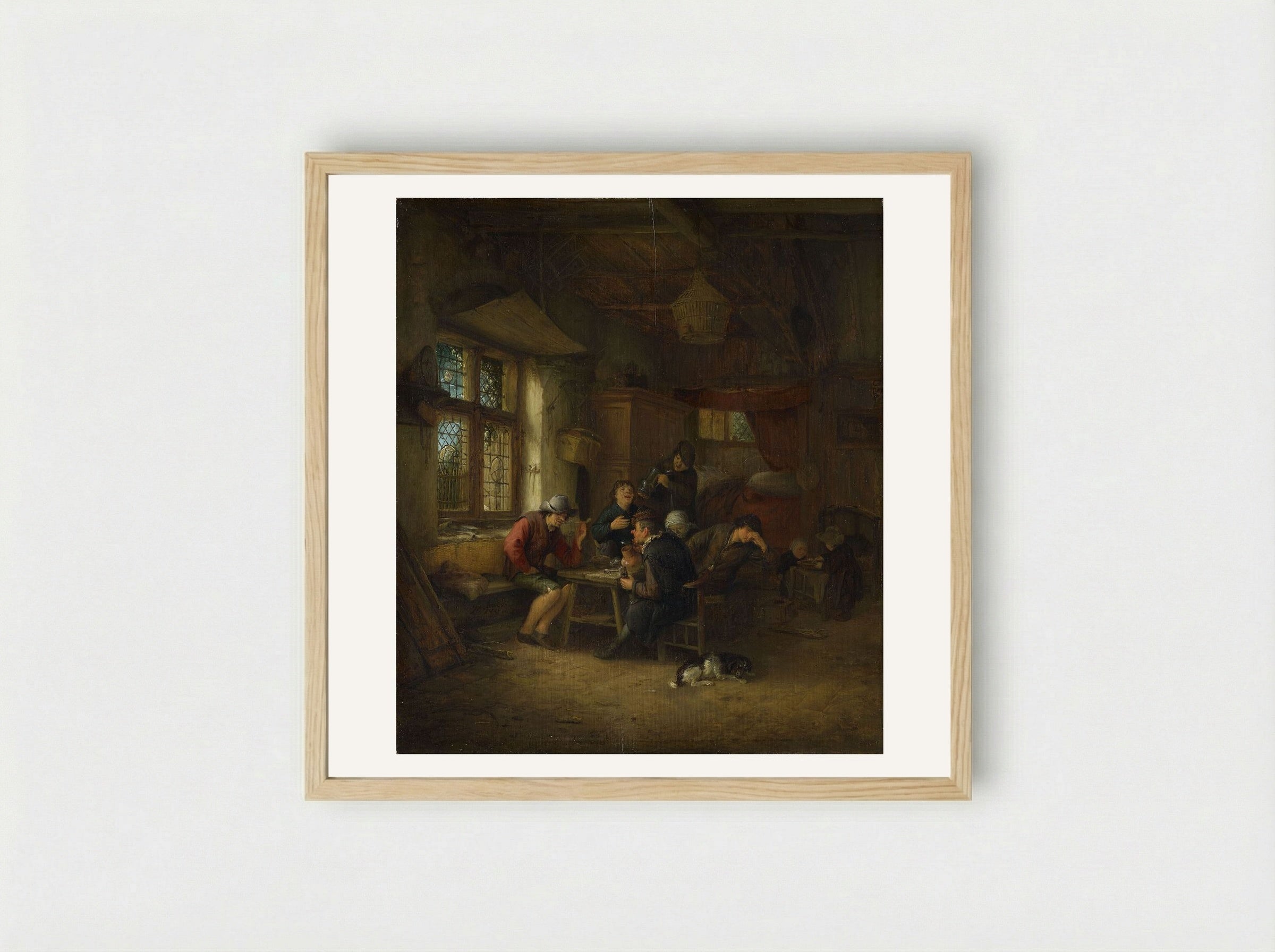 Interior of a Tavern - Adriaen van Ostade - Framed Print Wood