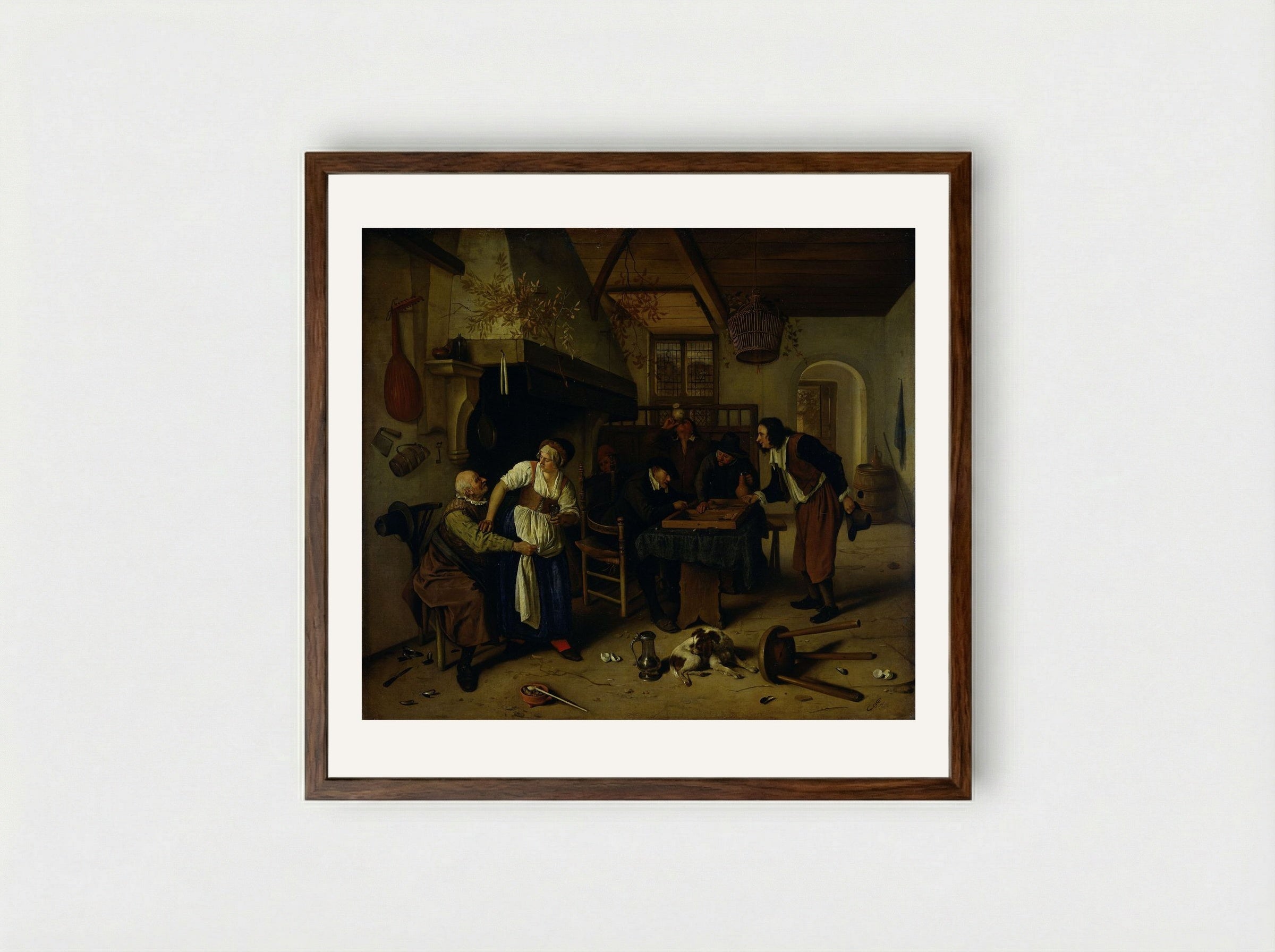 Tric Trac Players - Jan Steen - Framed Print Dark Wood