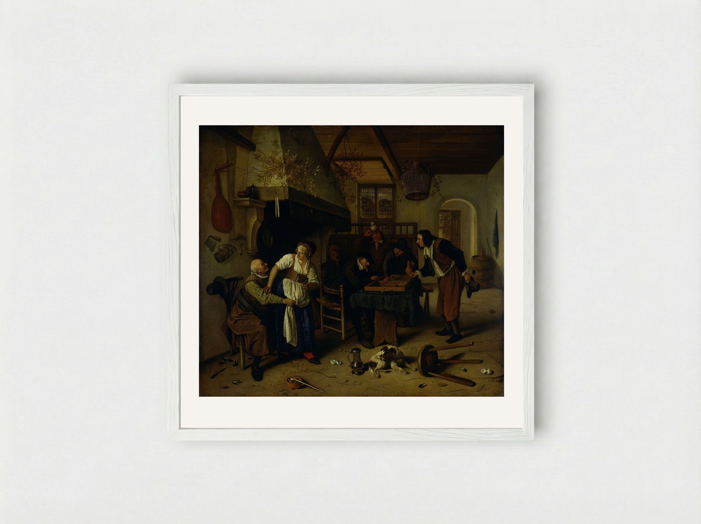 Tric Trac Players - Jan Steen - Framed Print White