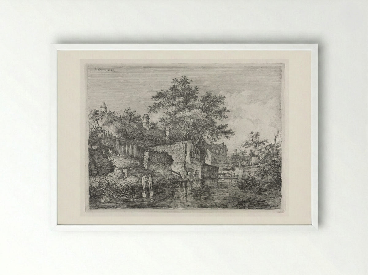 Front of the New Mills - John Crome - Framed Print White