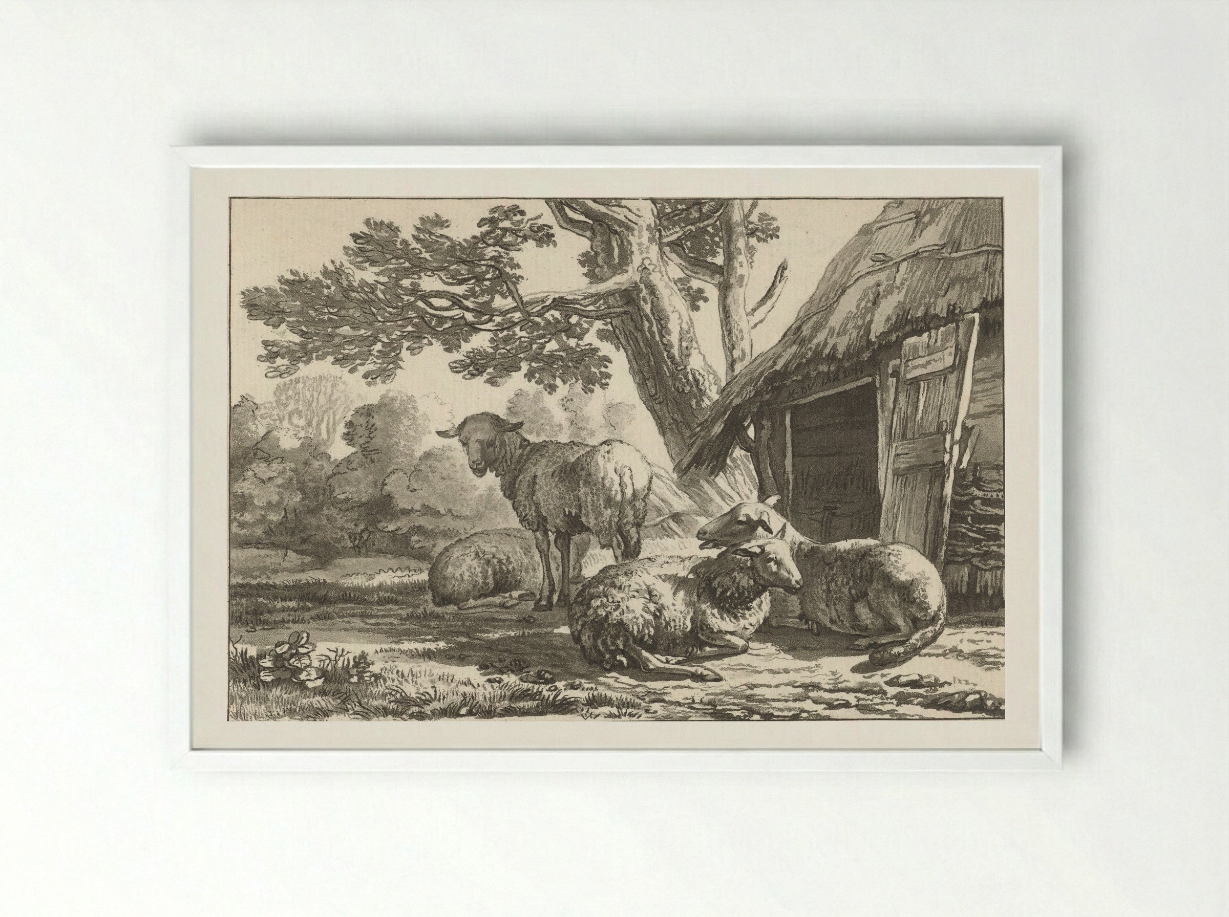 Schaapskooi (Sheepfold) - Cornelis Brouwer - Framed Print White
