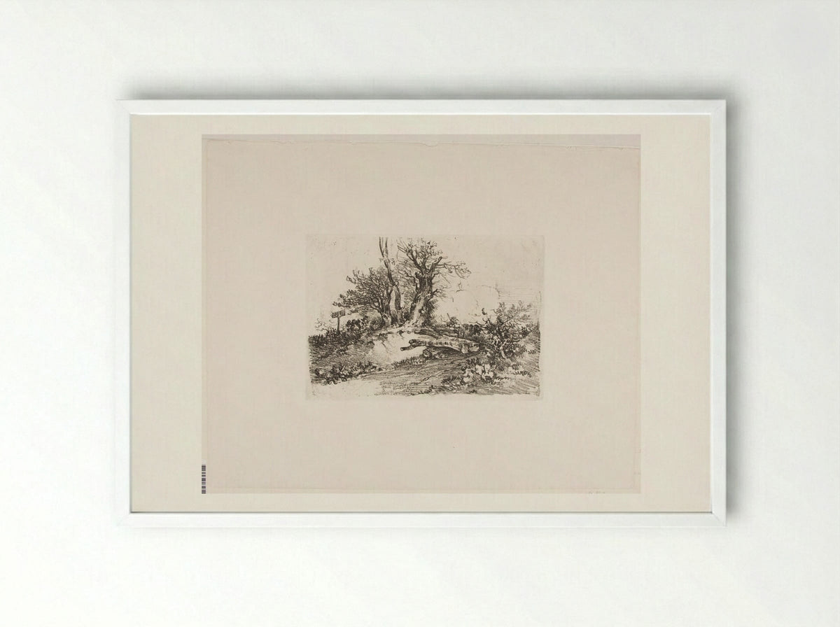 Trees on a Bank - John Crome - Framed Print White
