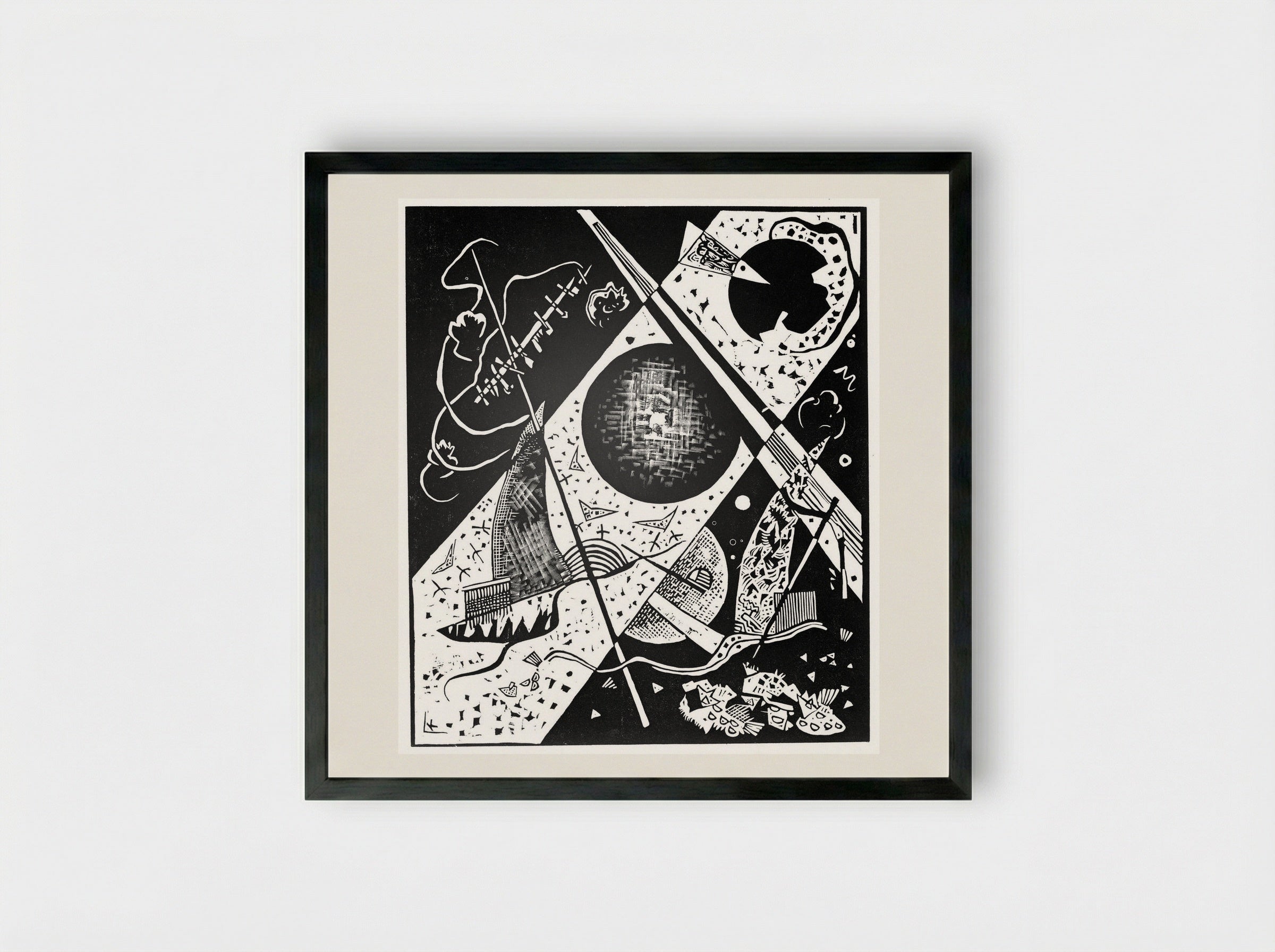 Untitled (Abstraction - Ball and Diagonal) - Wassily Kandinsky - Framed Print Black