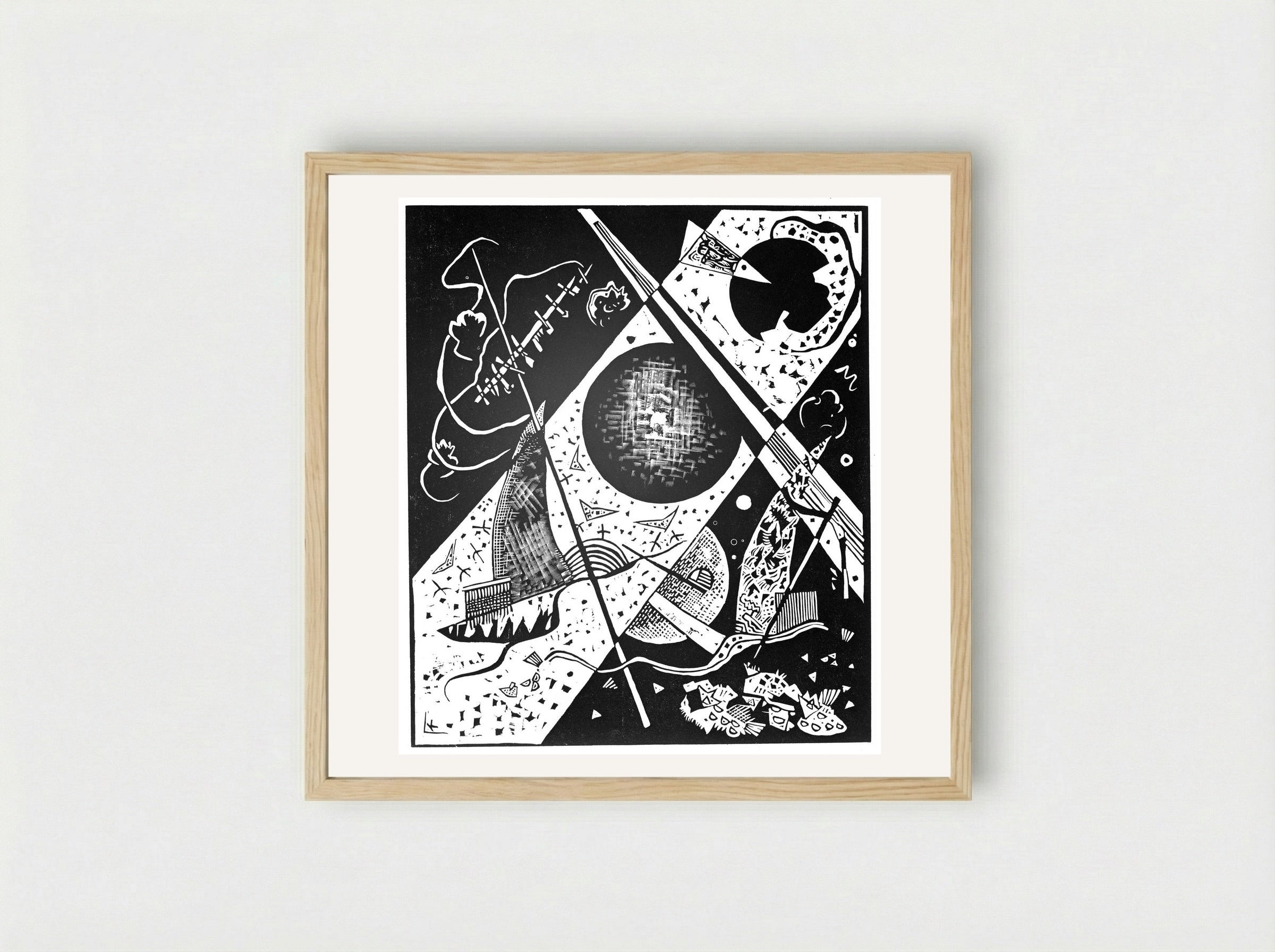 Untitled (Abstraction - Ball and Diagonal) - Wassily Kandinsky - Framed Print Wood