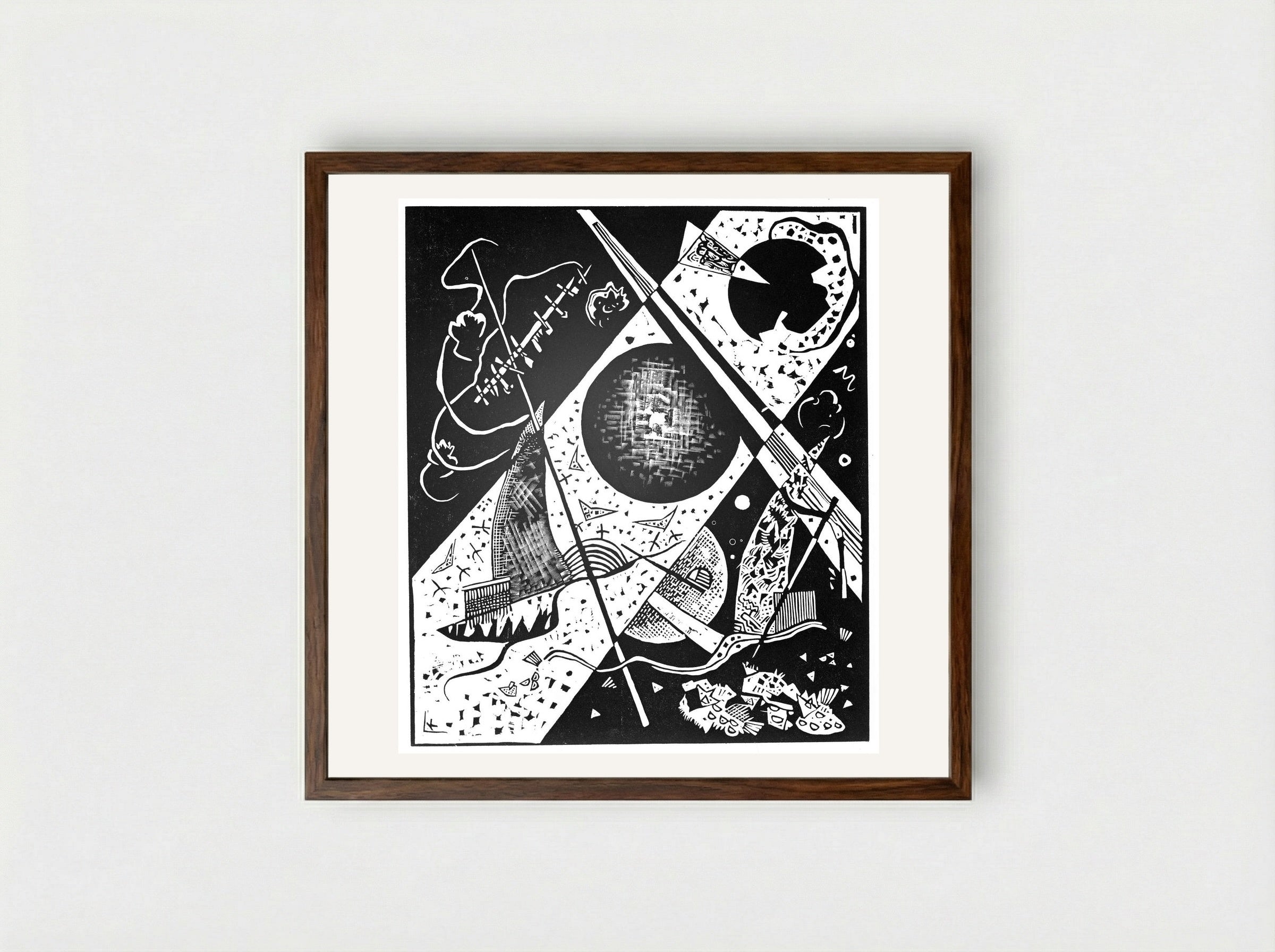 Untitled (Abstraction - Ball and Diagonal) - Wassily Kandinsky - Framed Print Dark Wood