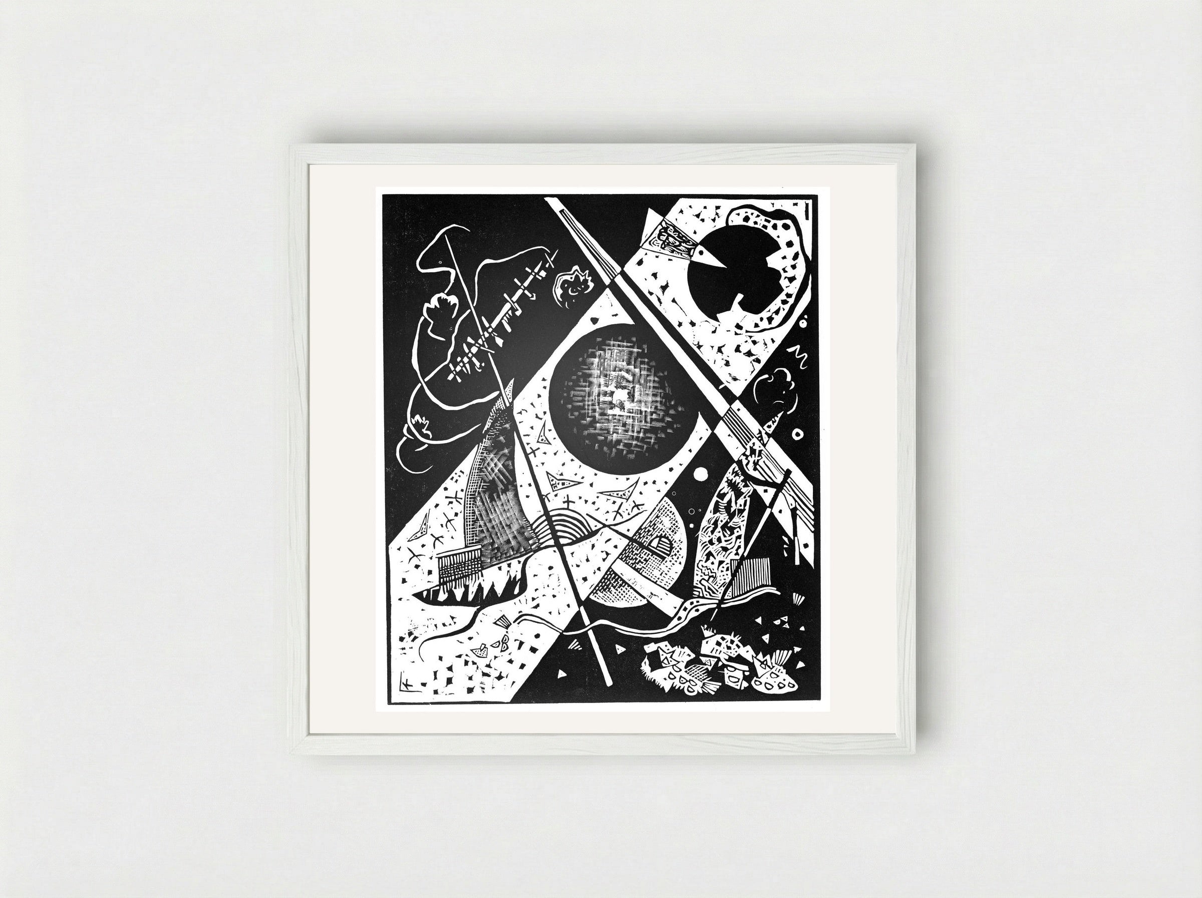 Untitled (Abstraction - Ball and Diagonal) - Wassily Kandinsky - Framed Print White