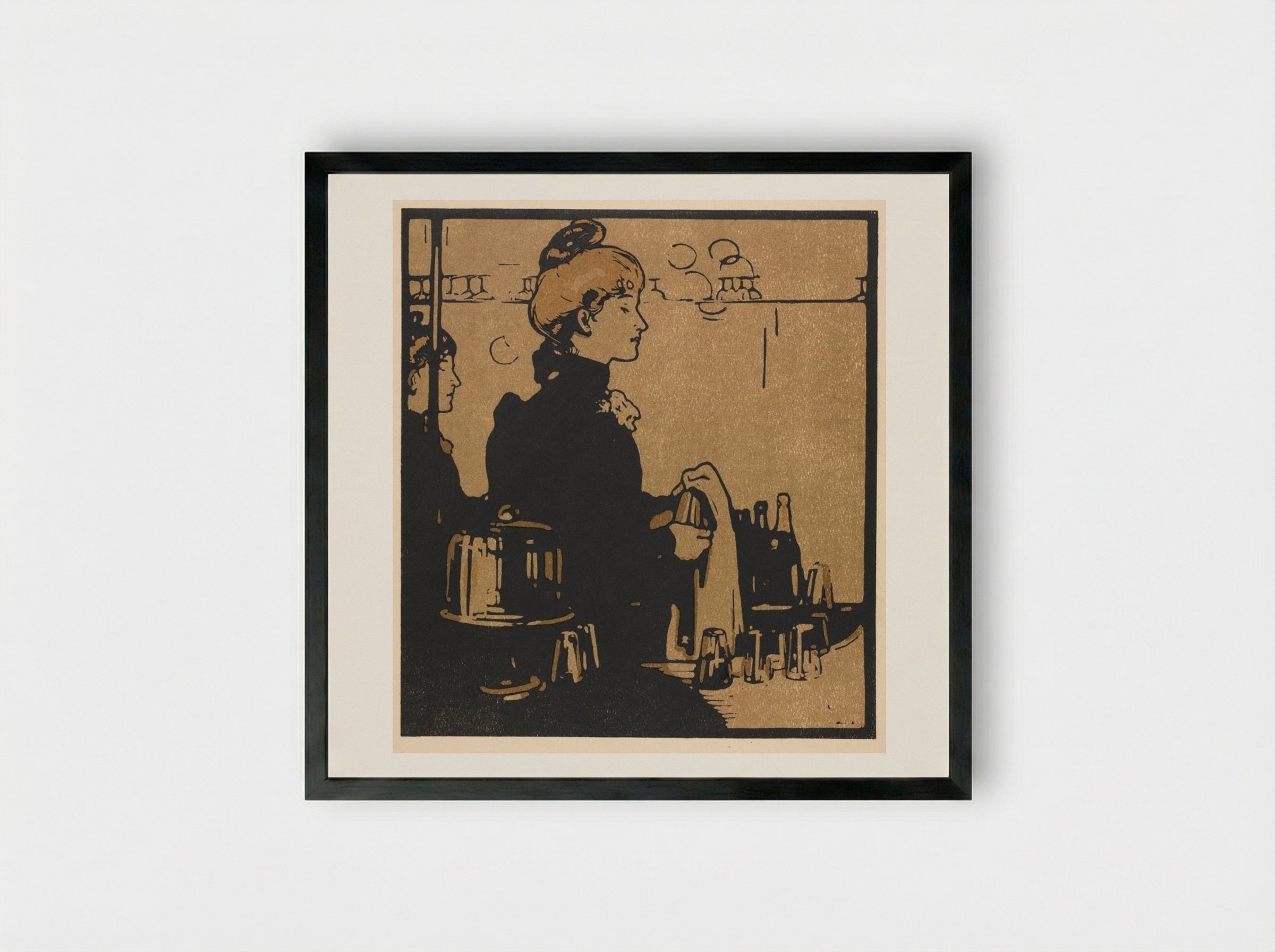 London Types: Barmaid - William Nicholson - Framed Print Black