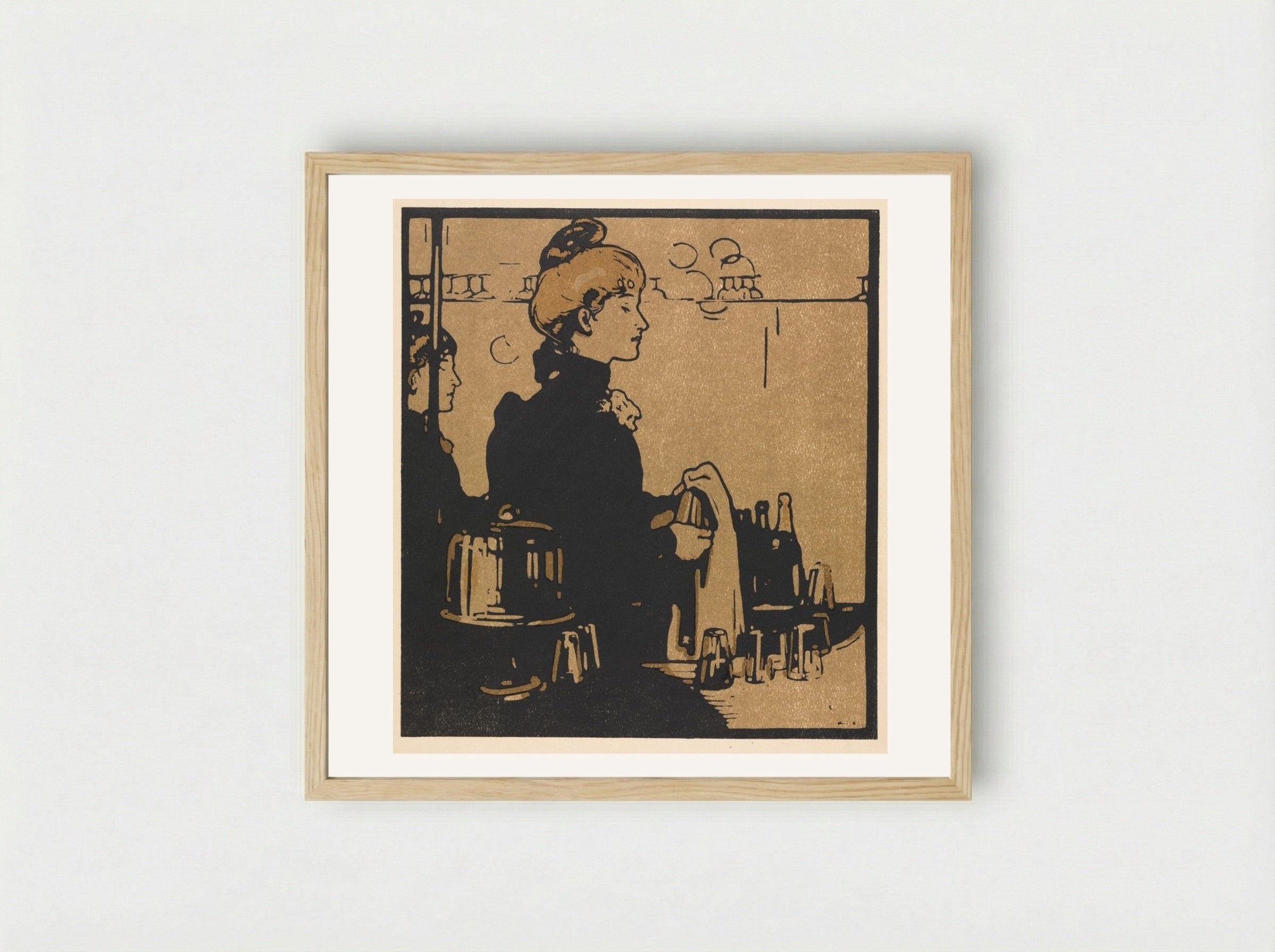 London Types: Barmaid - William Nicholson - Framed Print Wood