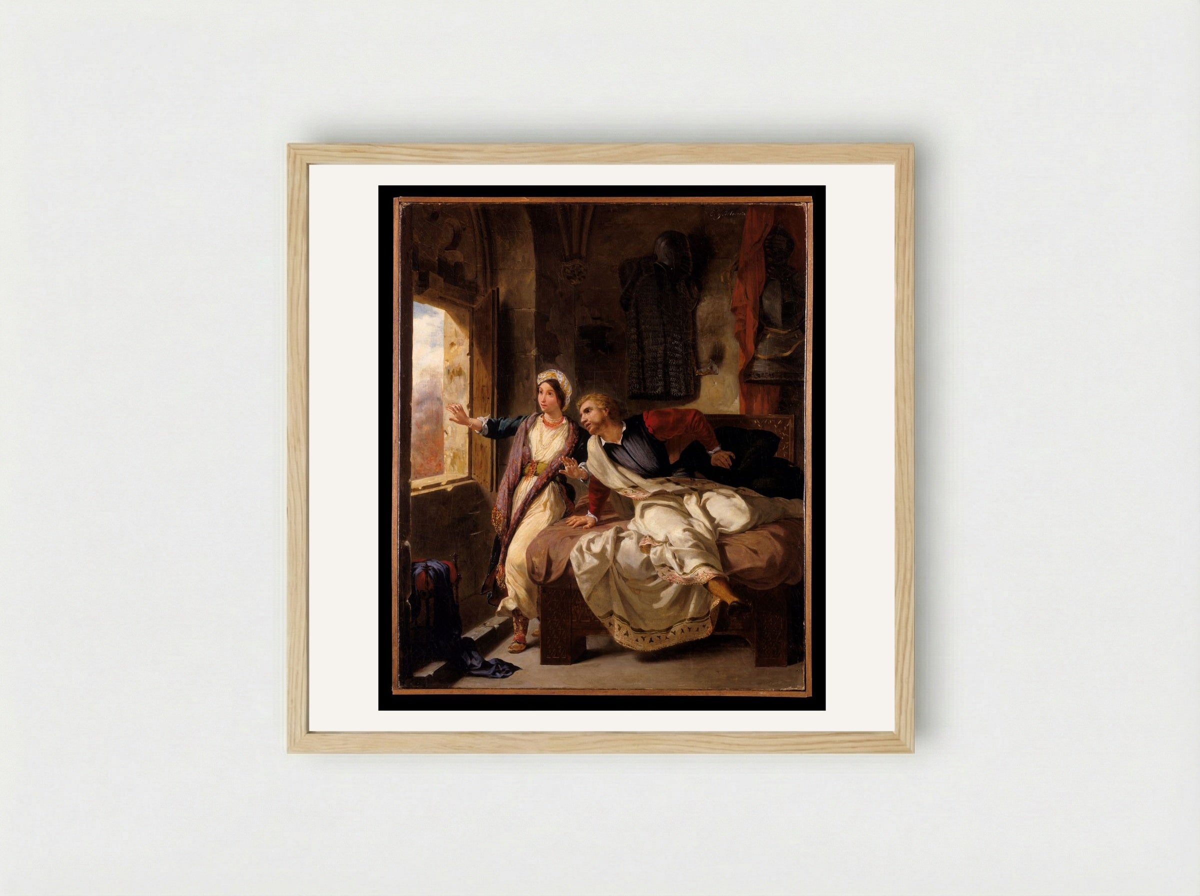 Rebecca and the Wounded Ivanhoe - Eugène Delacroix - Framed Print Wood