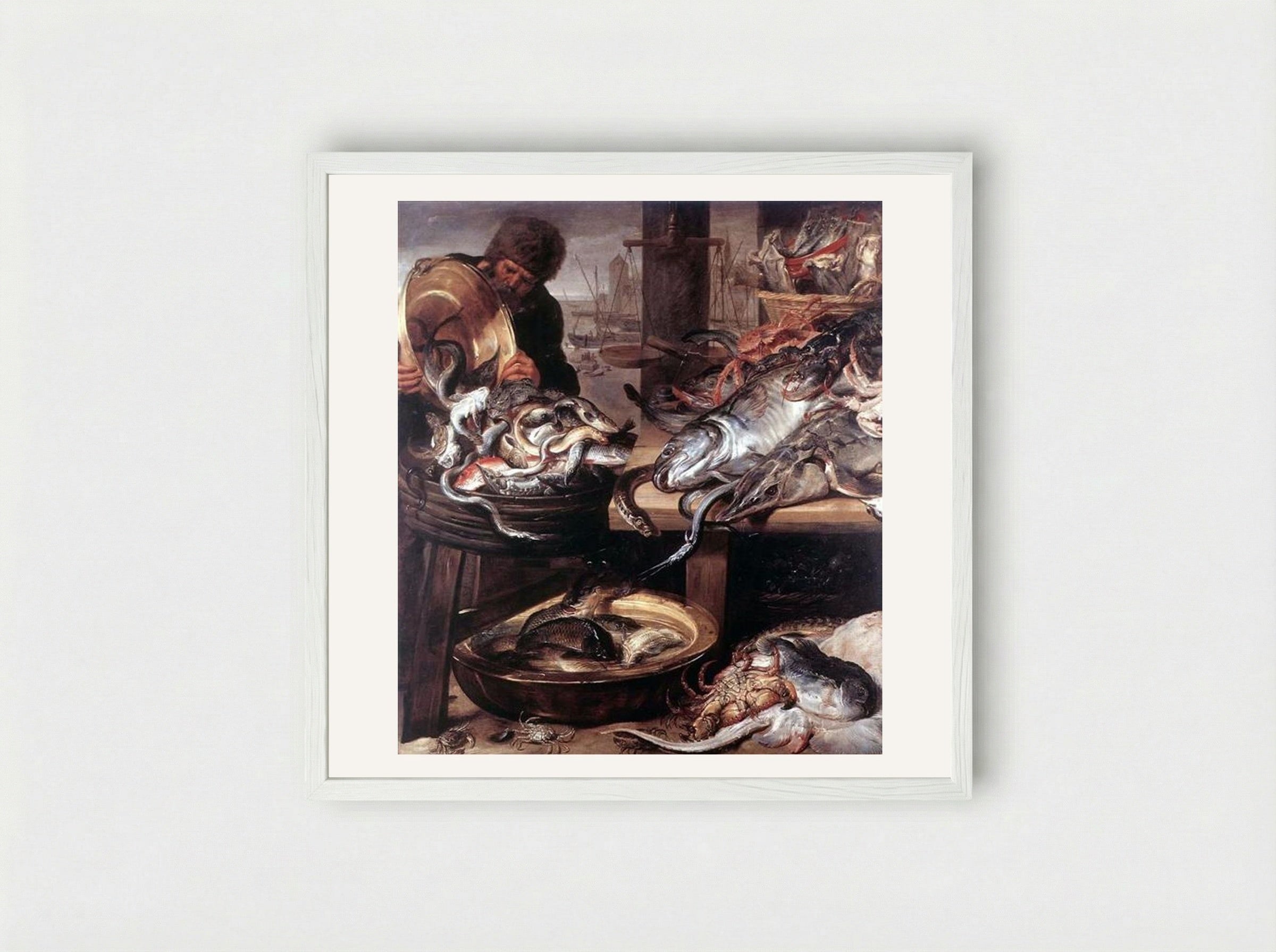 The Fishmonger - Frans Snyders - Framed Print White