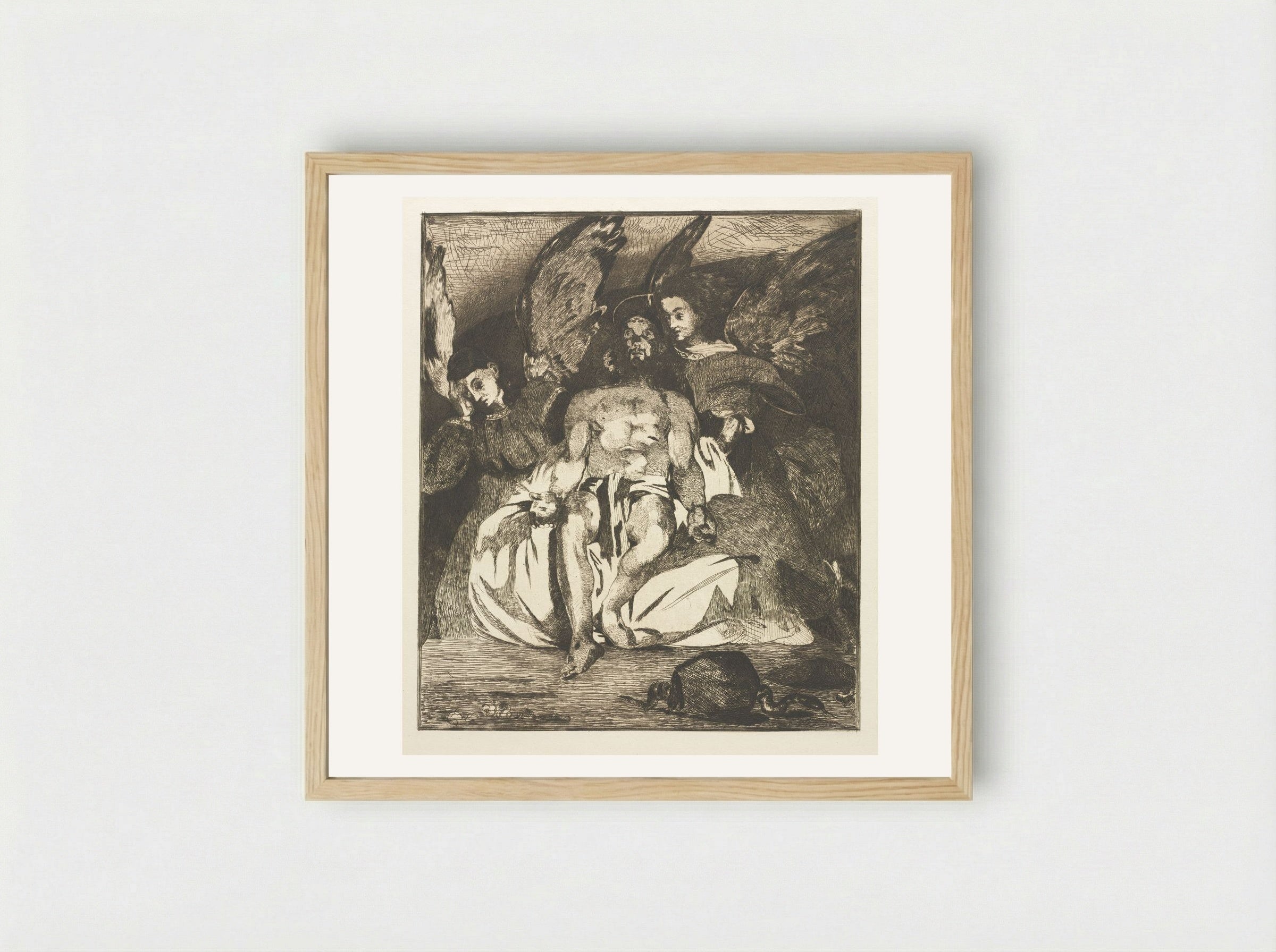 Dead Christ with Angels - Édouard Manet - Framed Print Wood