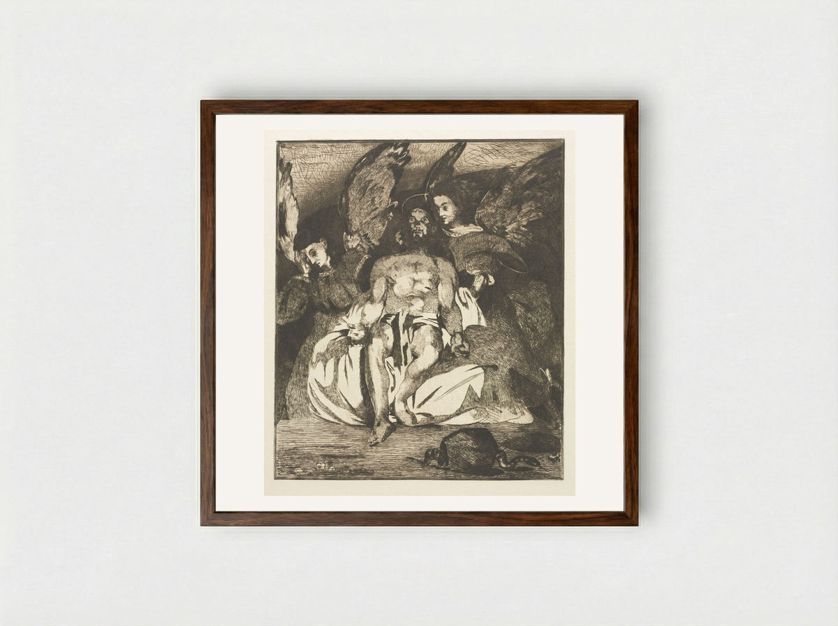 Dead Christ with Angels - Édouard Manet - Framed Print Dark Wood