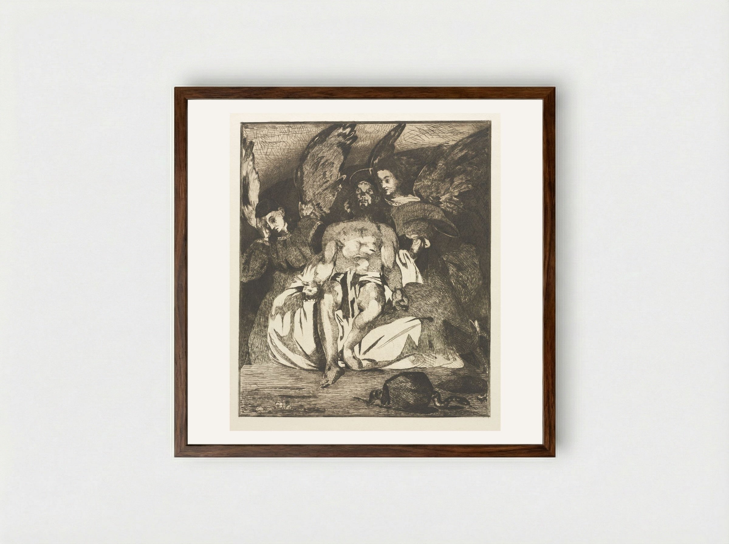 Dead Christ with Angels - Édouard Manet - Framed Print Dark Wood