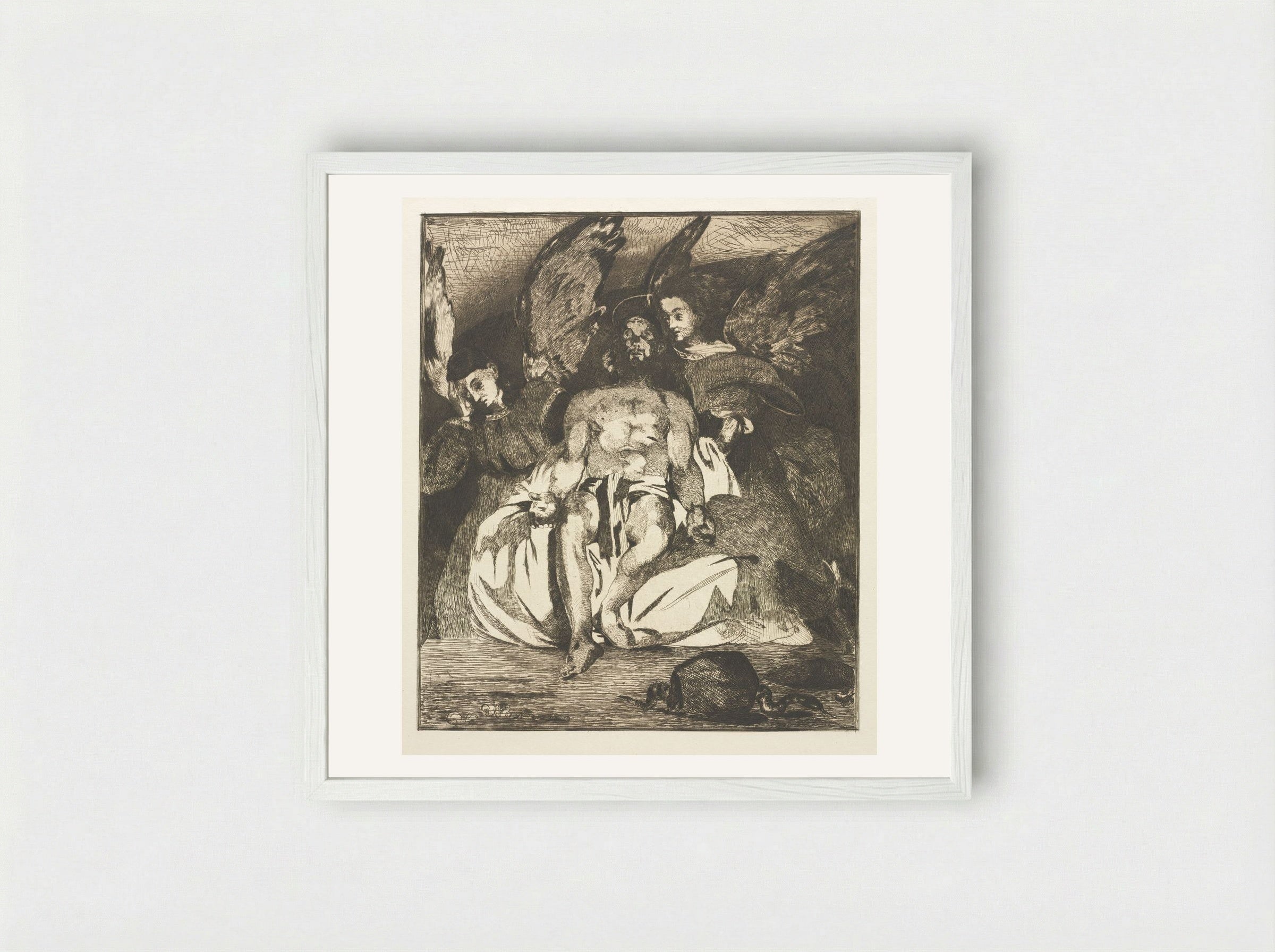 Dead Christ with Angels - Édouard Manet - Framed Print White