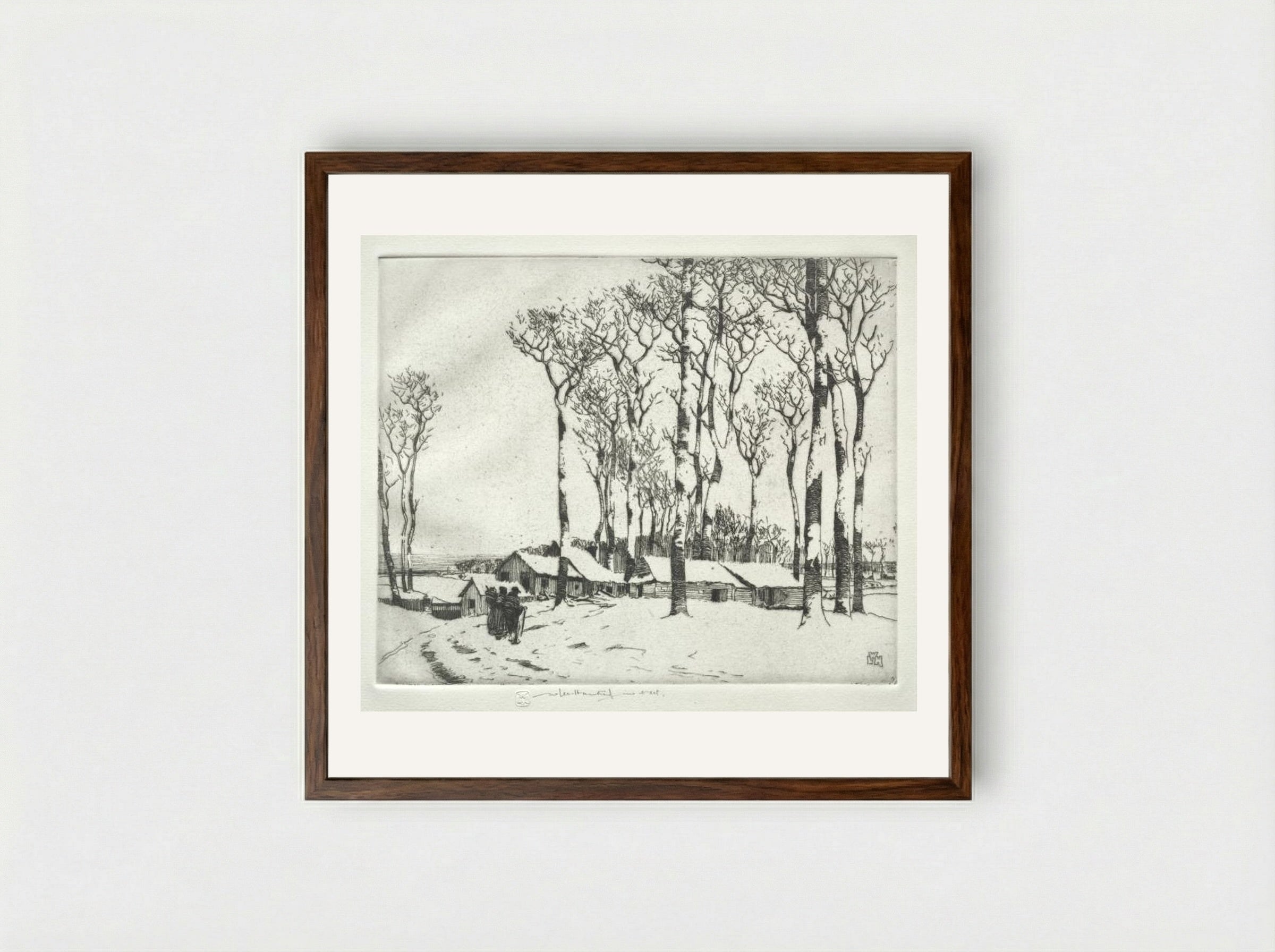Sur la Neige (Harold Wood, near Romford) - William Lee Hankey - Framed Print Dark Wood