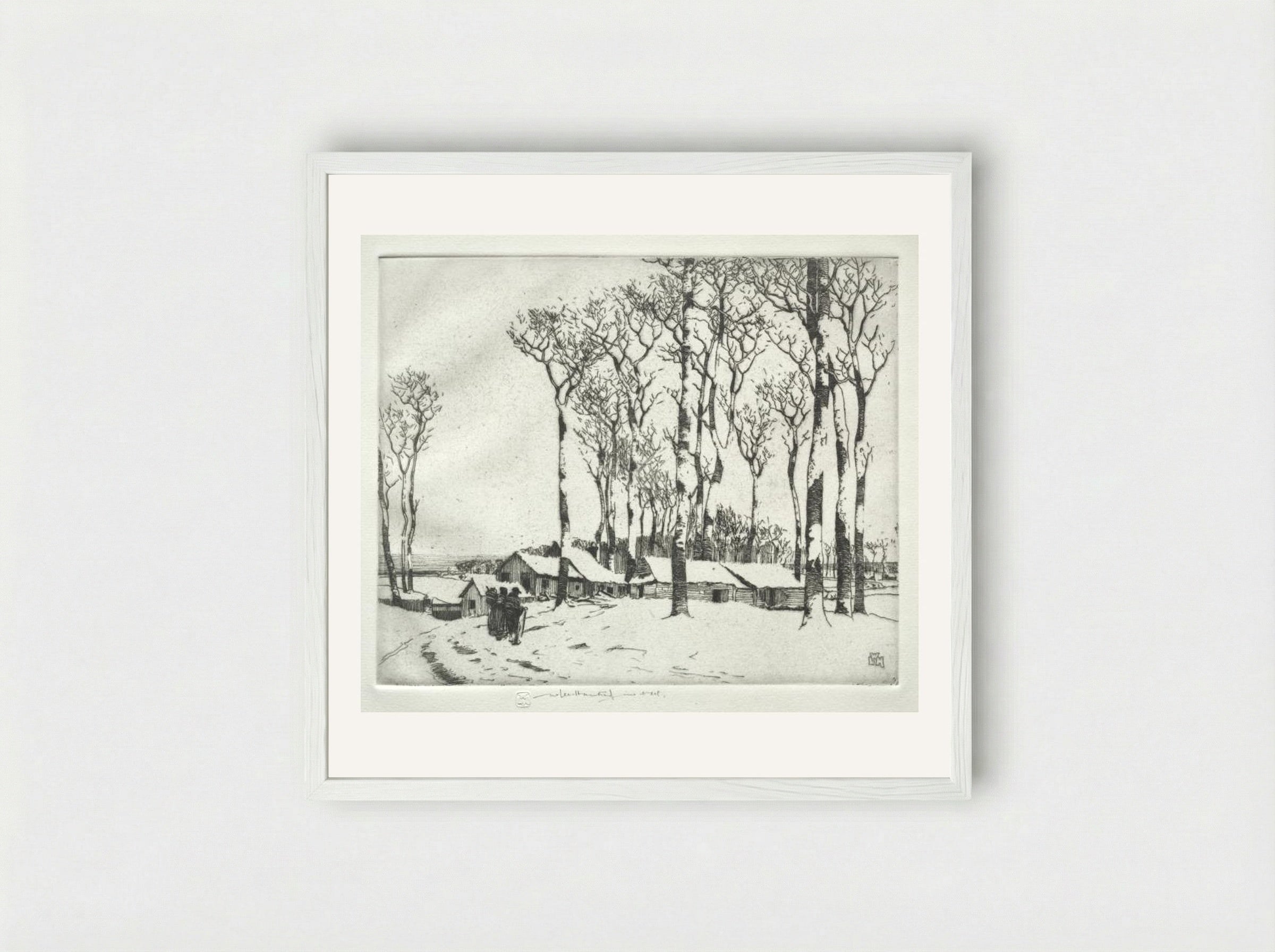 Sur la Neige (Harold Wood, near Romford) - William Lee Hankey - Framed Print White