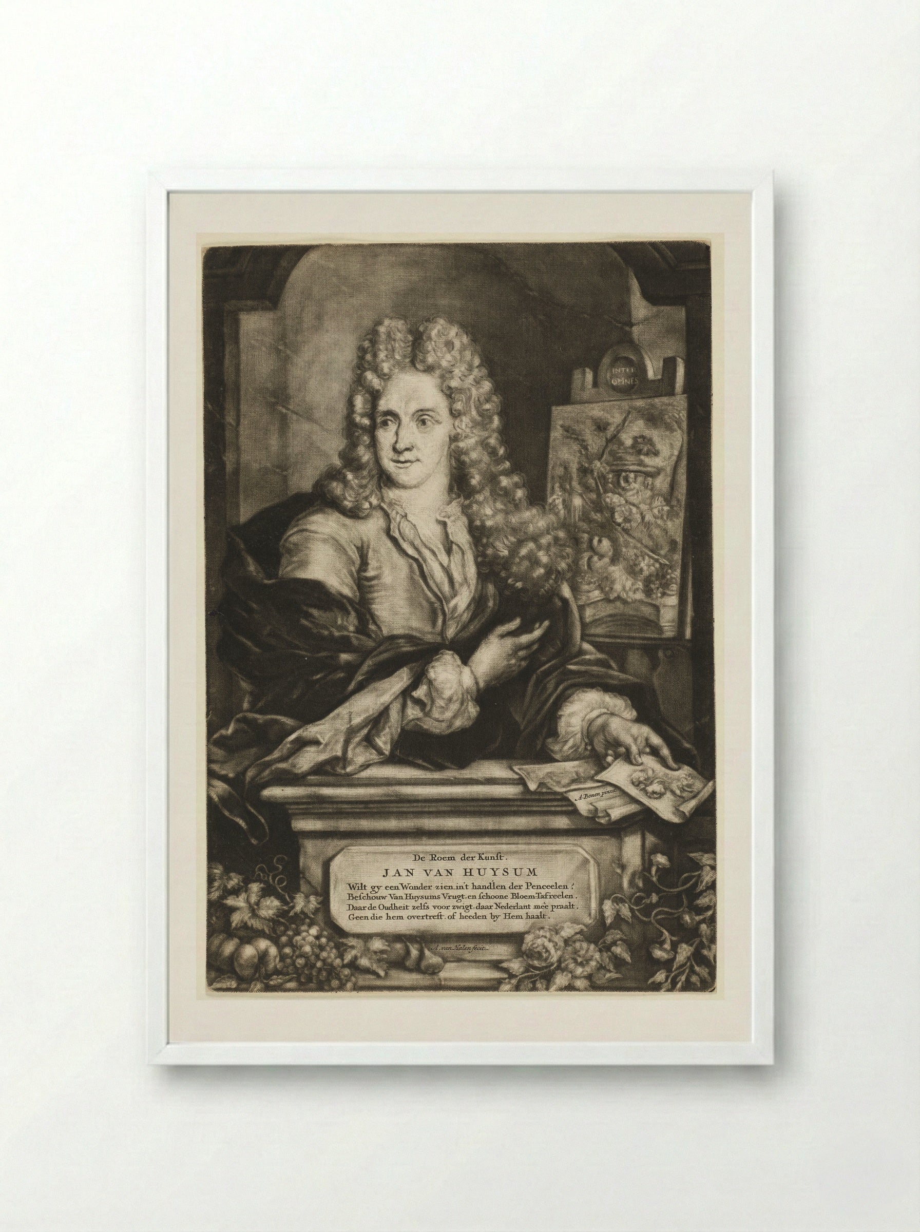 Portrait of Jan van Huysum - Arnoud van Halen - Framed Print White