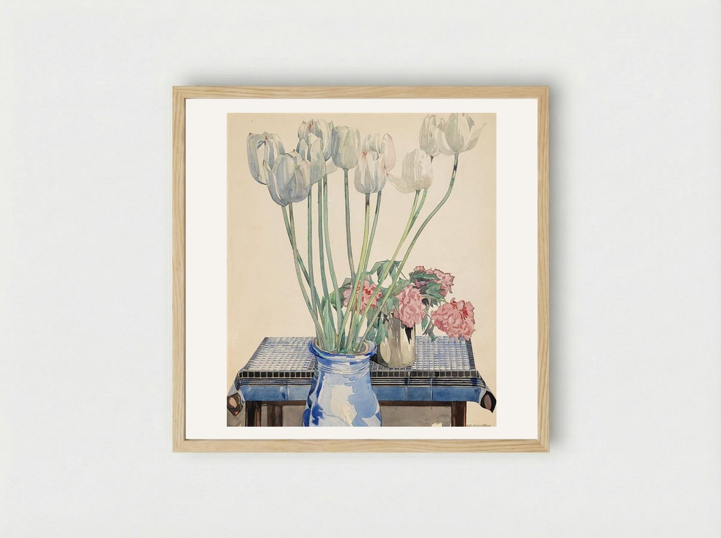 White Tulips - Charles Rennie Mackintosh - Framed Print Wood
