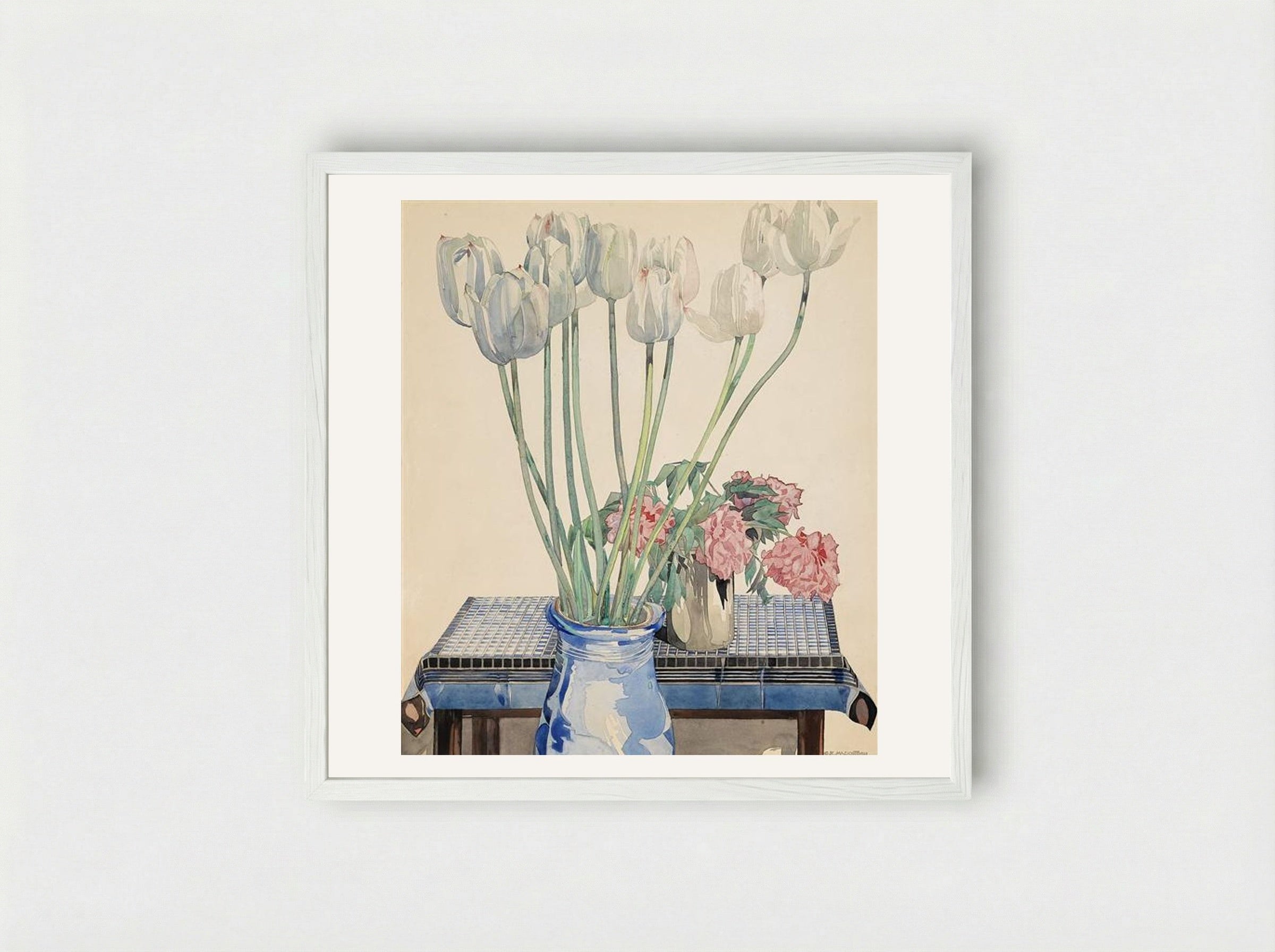 White Tulips - Charles Rennie Mackintosh - Framed Print White