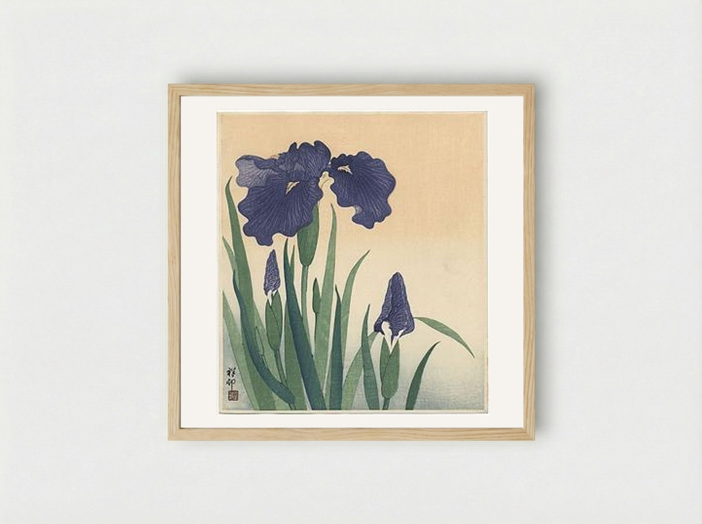 Flowering Iris - Ohara Koson - Framed Print Wood
