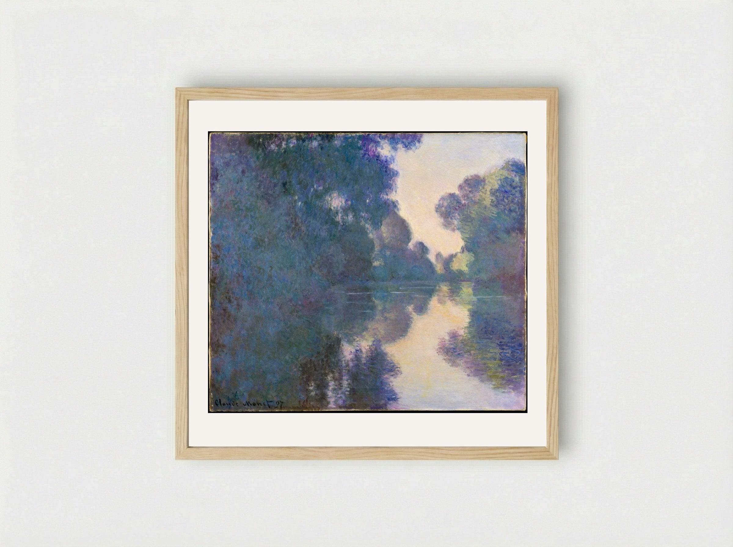 Morning on the Seine near Giverny - Claude Monet - Framed Print Wood