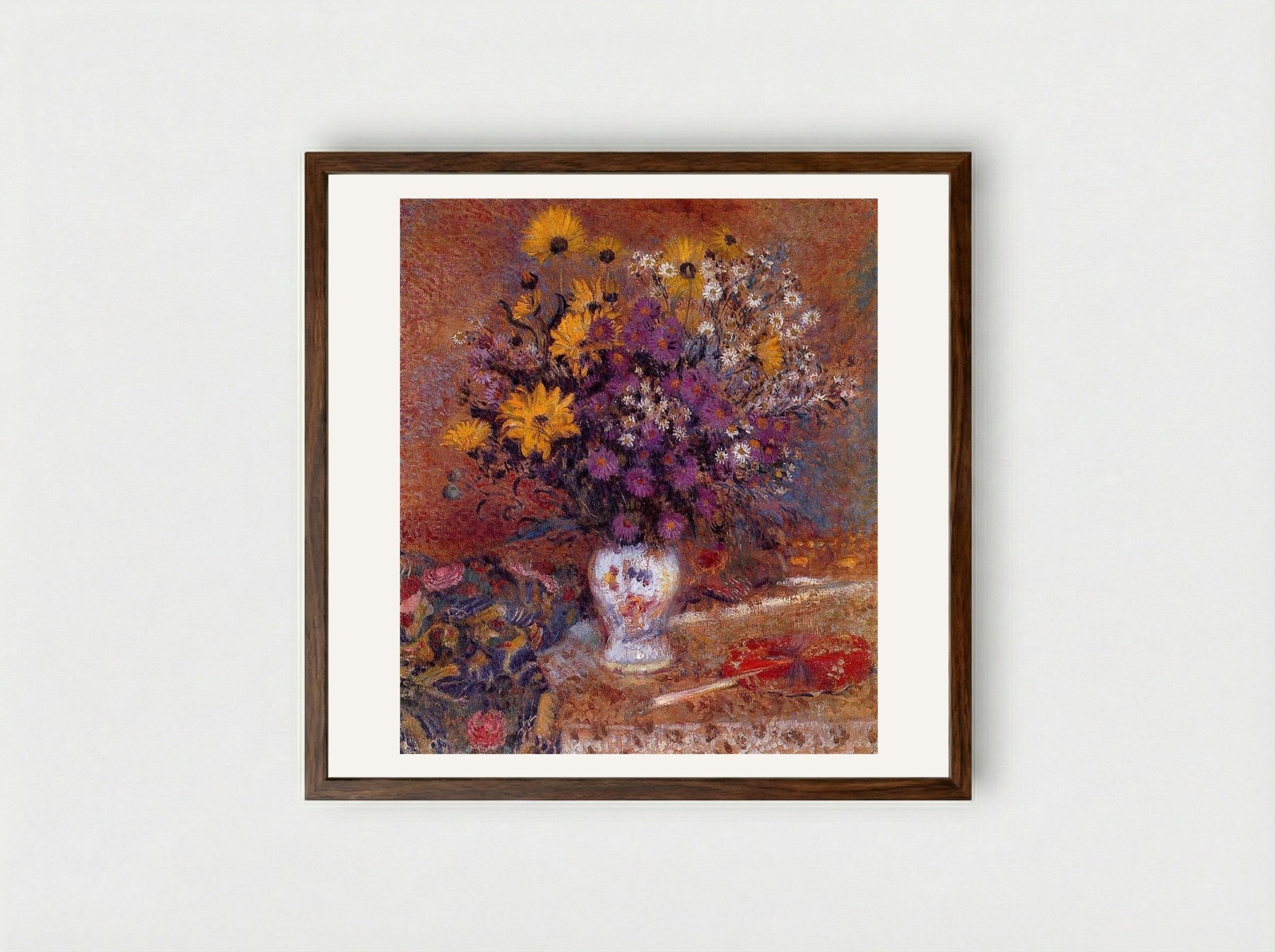 Vase of Flowers - Georges Lemmen - Framed Print Dark Wood