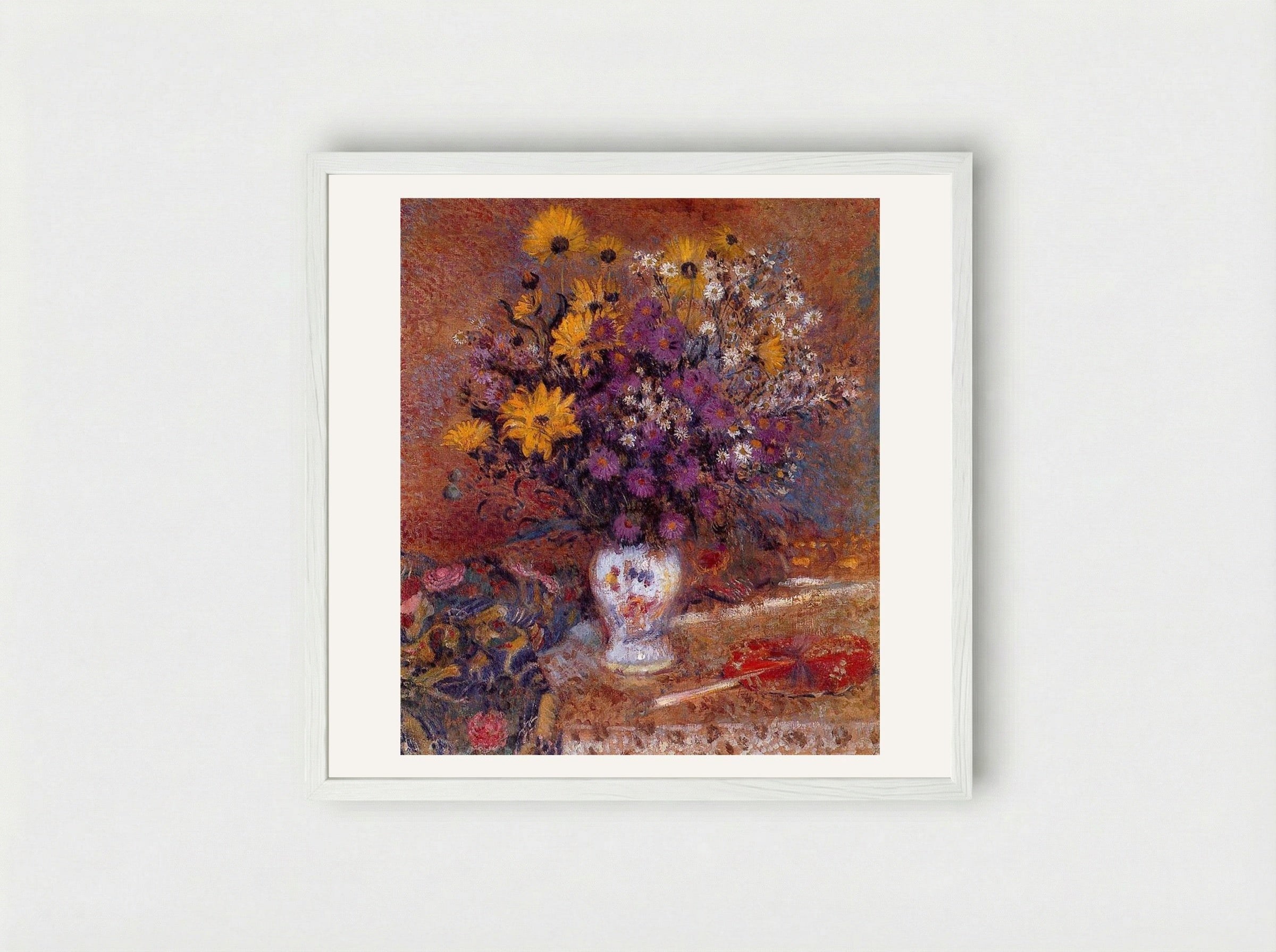 Vase of Flowers - Georges Lemmen - Framed Print White