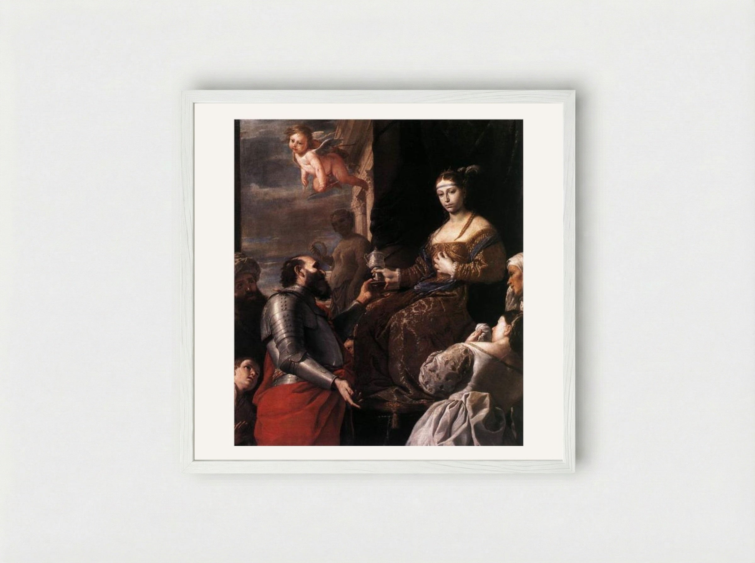 Sophonisba Receiving the Goblet - Mattia Preti - Framed Print White