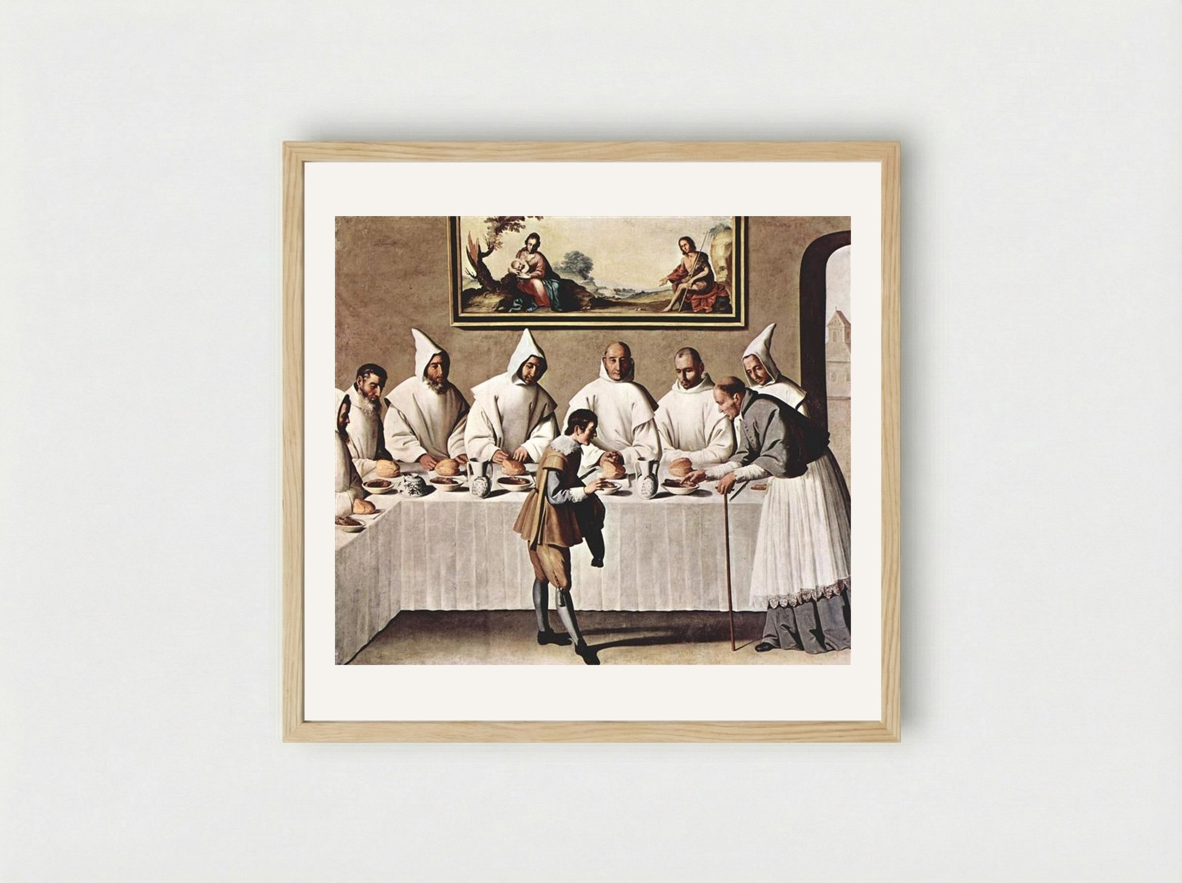 St. Hugh of Cluny in the Refectory of the Carthusians - Francisco de Zurbarán - Framed Print Wood