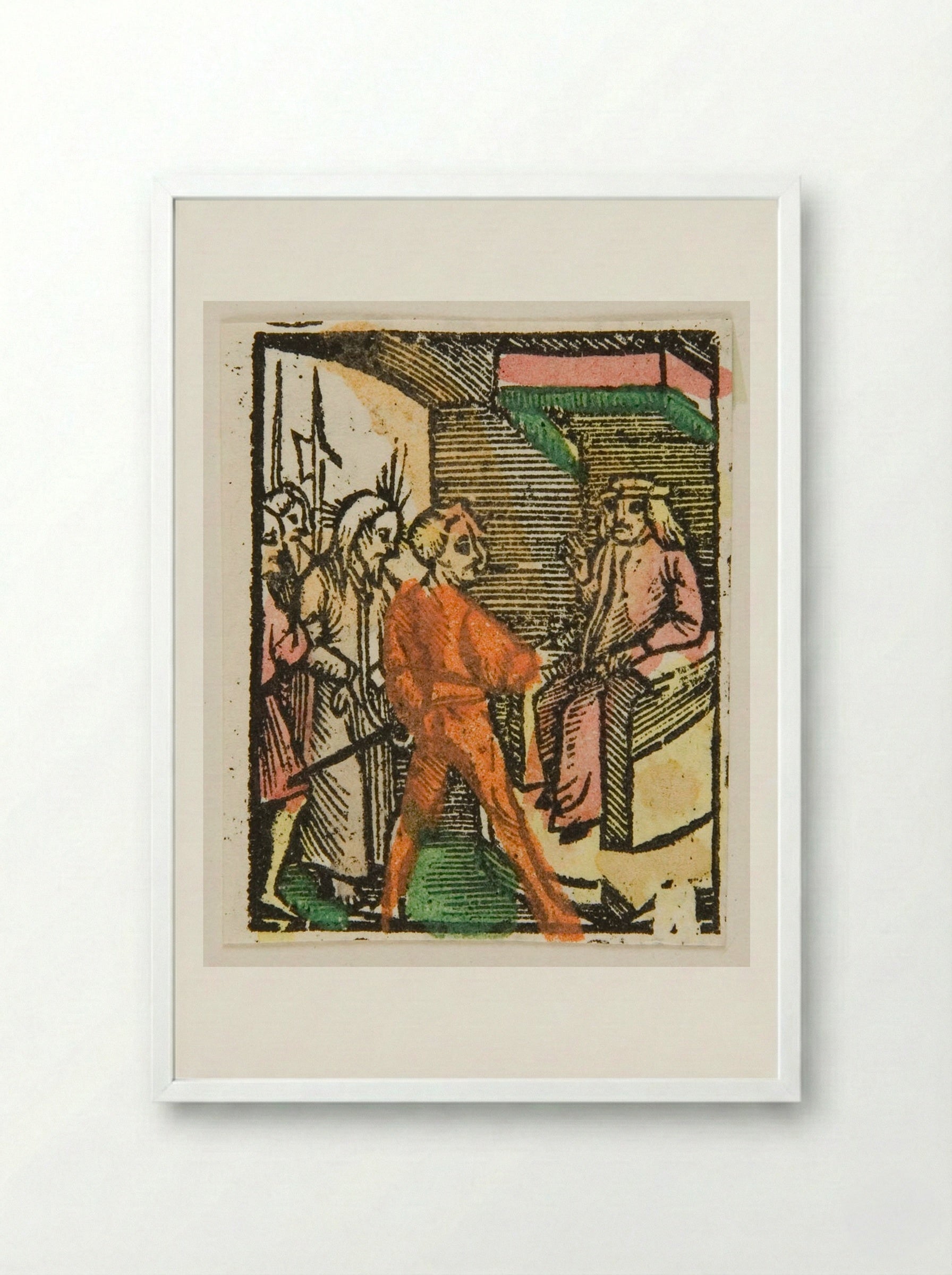 Christ Before Herod - Urs Graf - Framed Print White