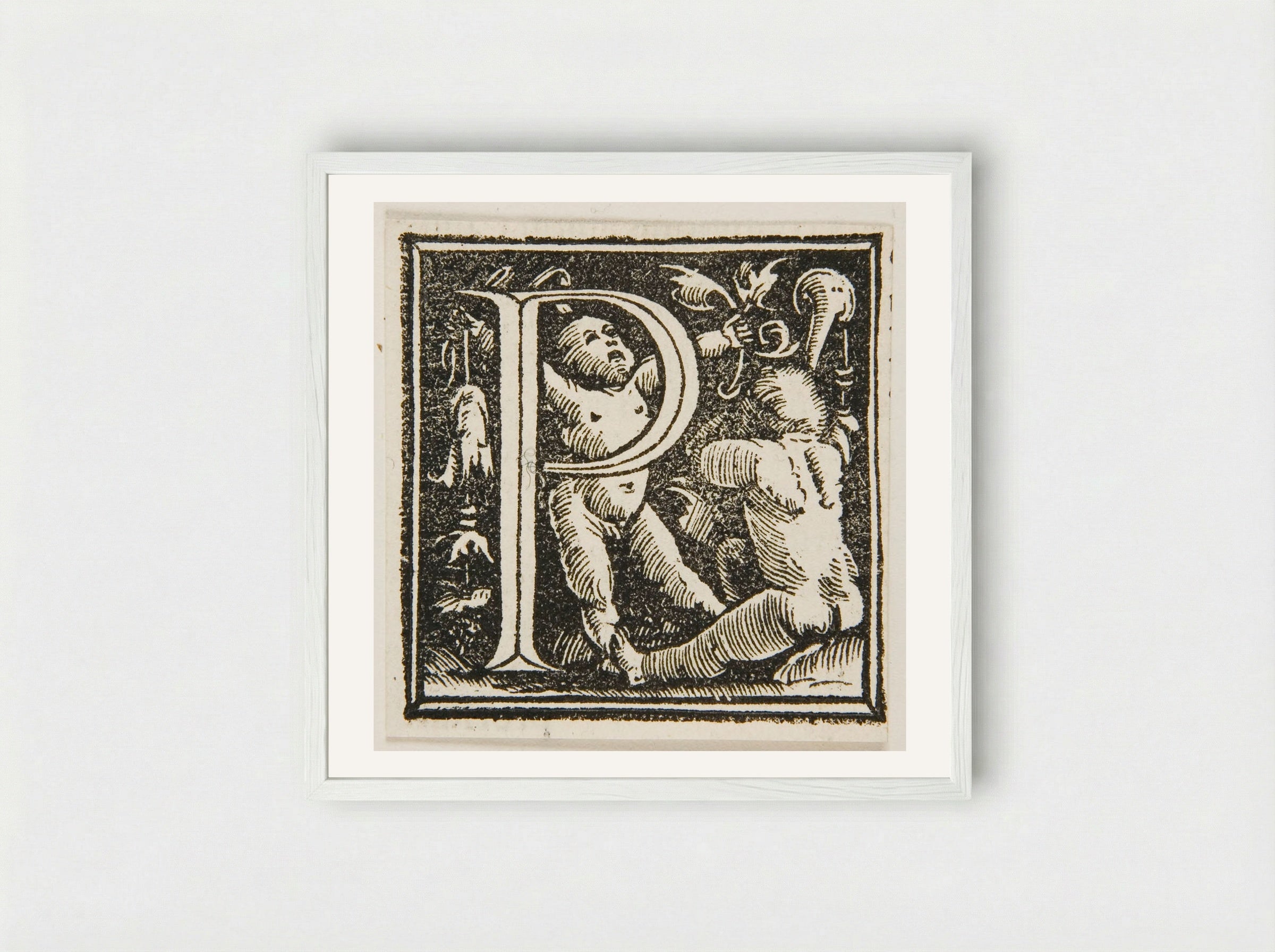 Letter P - Urs Graf - Framed Print White