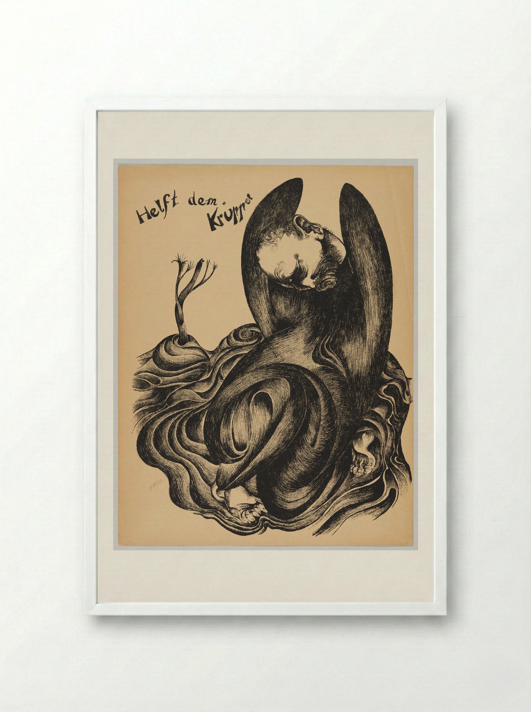 Helft dem Krüppel - Heinrich Hoerle - Framed Print White