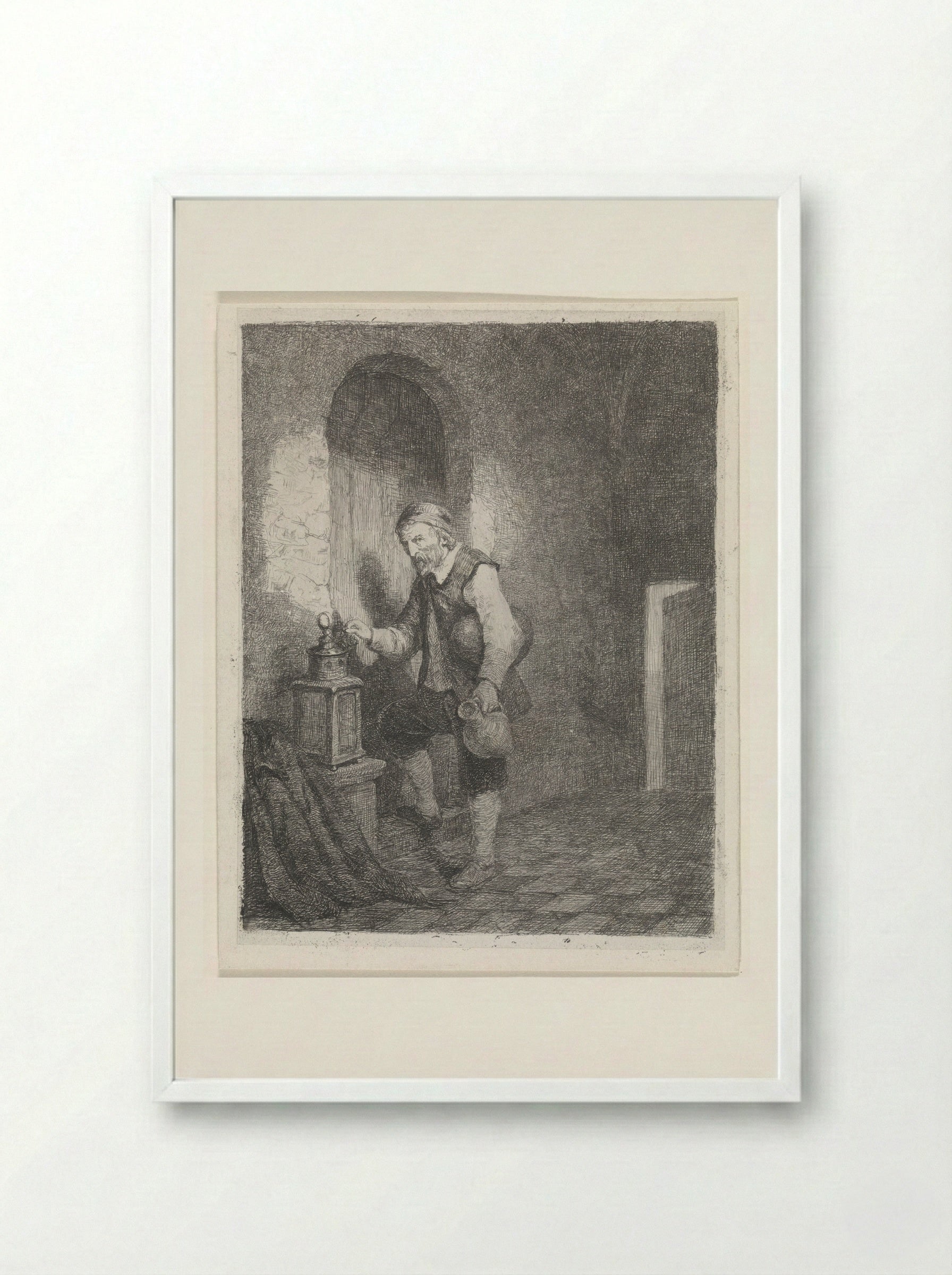 Cipier (The Gaoler) - David van der Kellen - Framed Print White