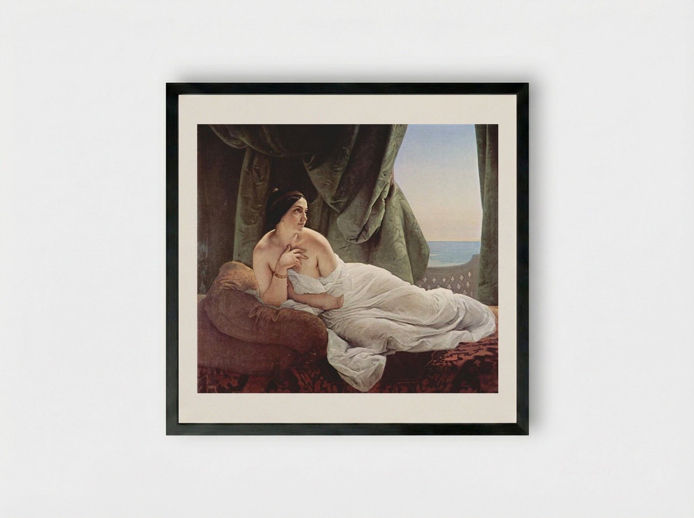 Reclining Odalisque - Francesco Hayez - Framed Print Black