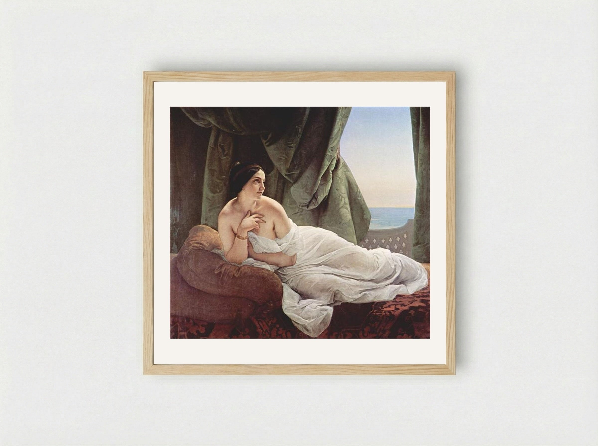 Reclining Odalisque - Francesco Hayez - Framed Print Wood